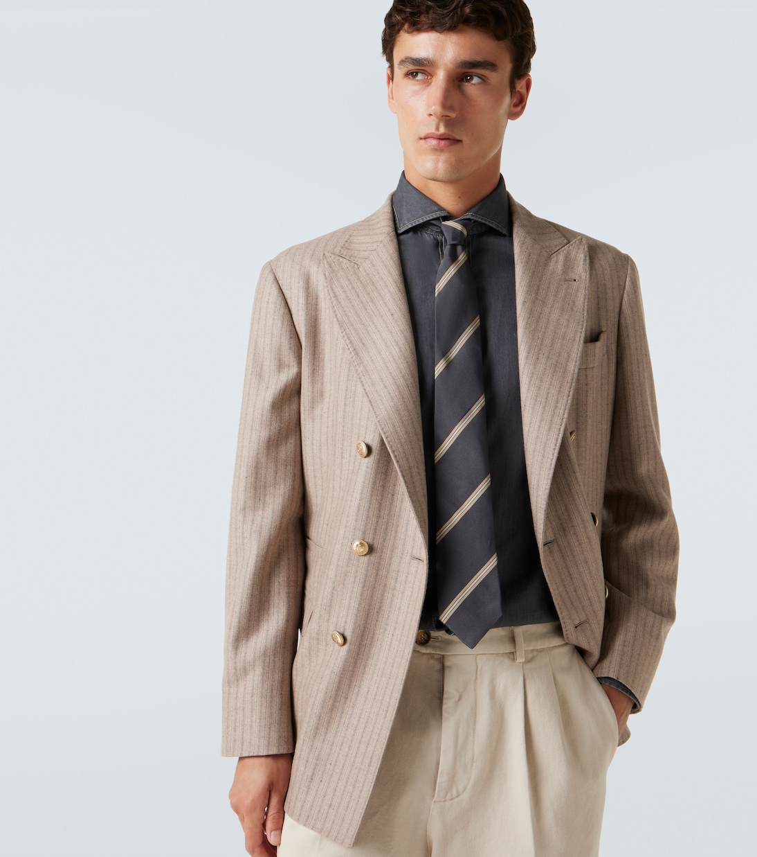 Corbata de seda a rayas | Brunello Cucinelli