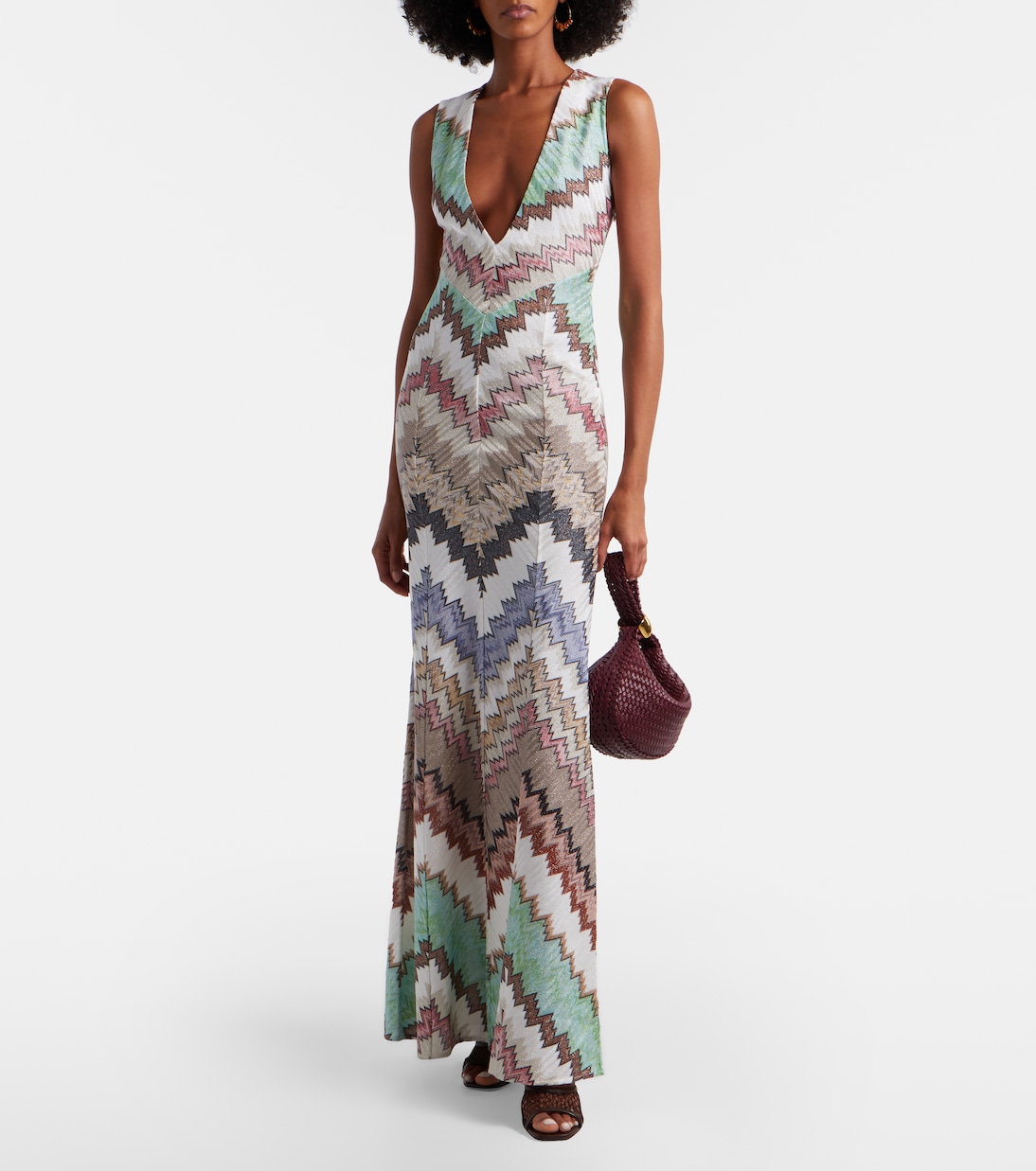 Zigzag lamé maxi dress | Missoni