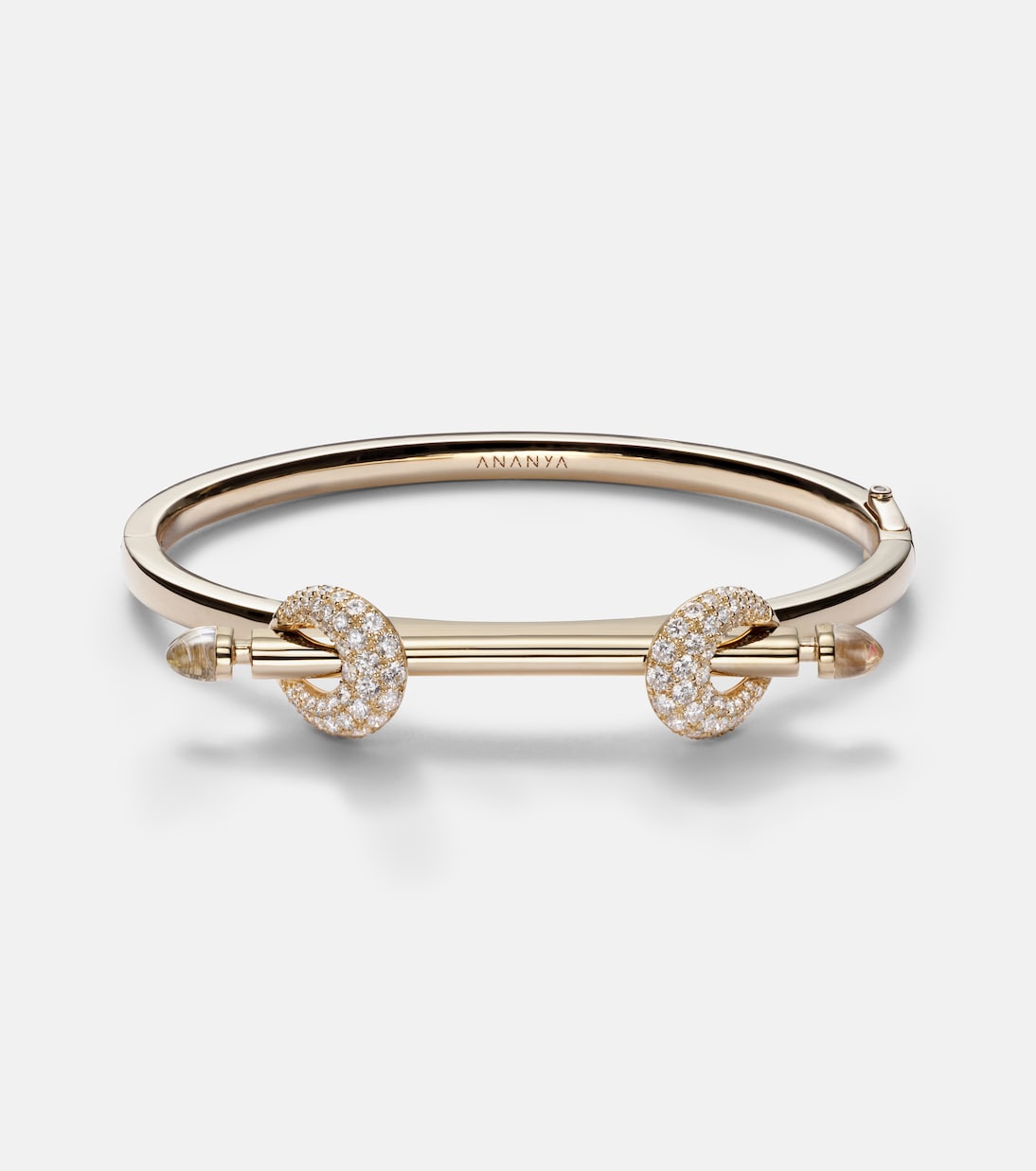 Chakra Icon 18kt gold bracelet with diamonds and quartz | Ananya