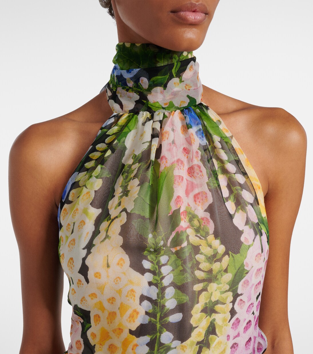 Floral gathered silk chiffon gown | Oscar de la Renta