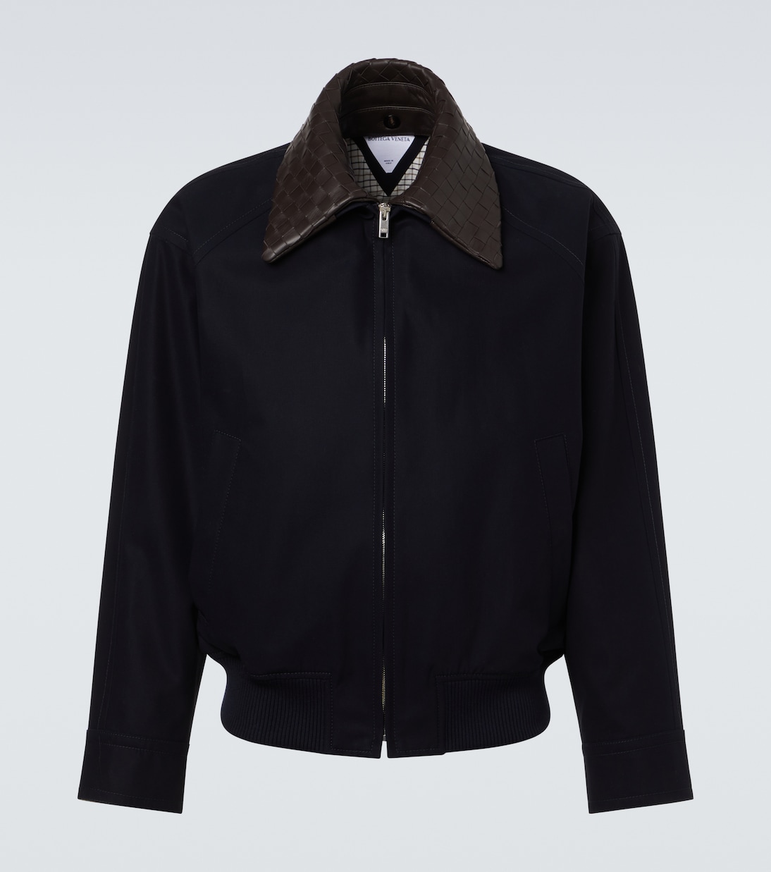 Veste blouson en coton et cuir Intrecciato | Bottega Veneta