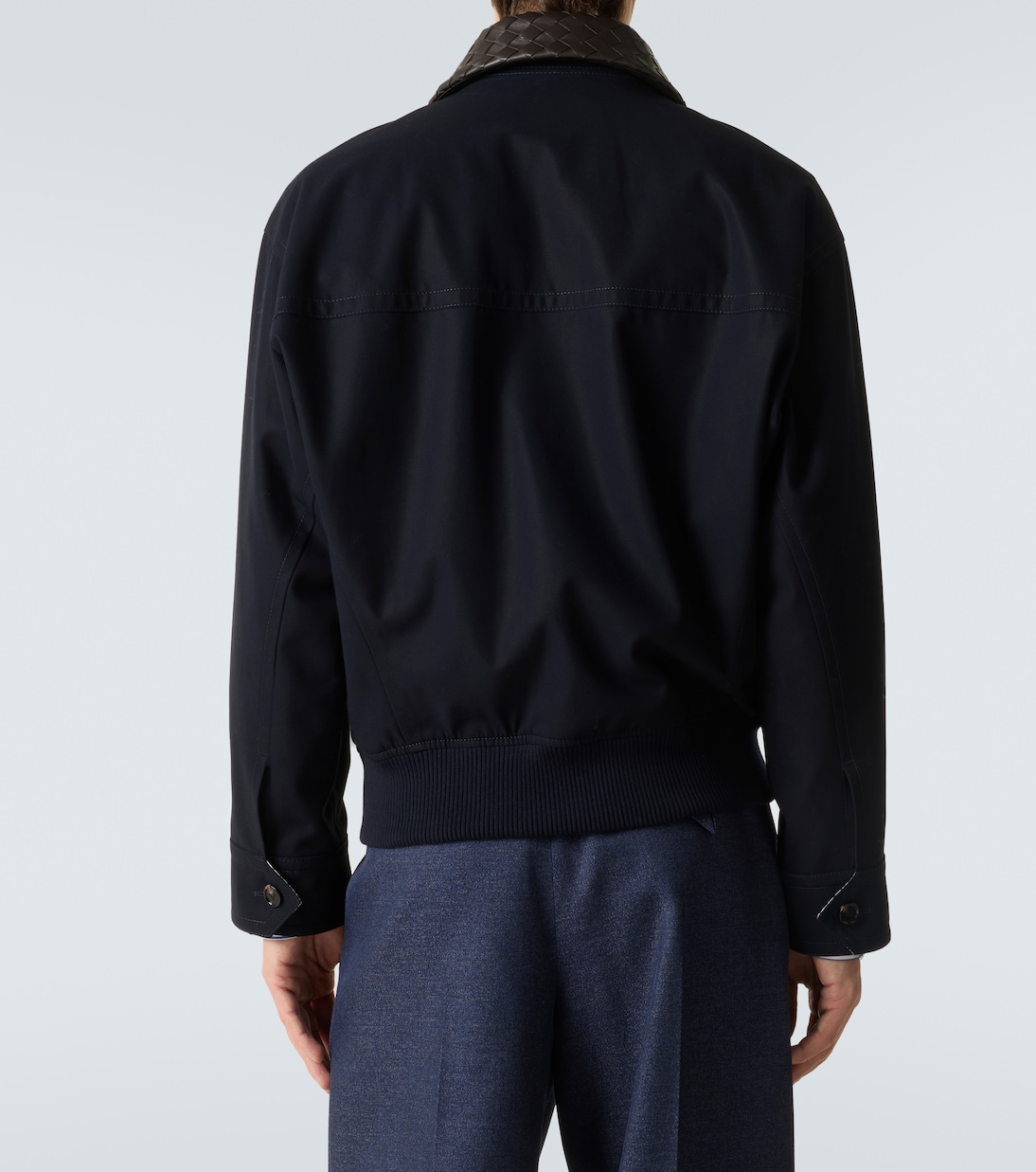 Veste blouson en coton et cuir Intrecciato | Bottega Veneta