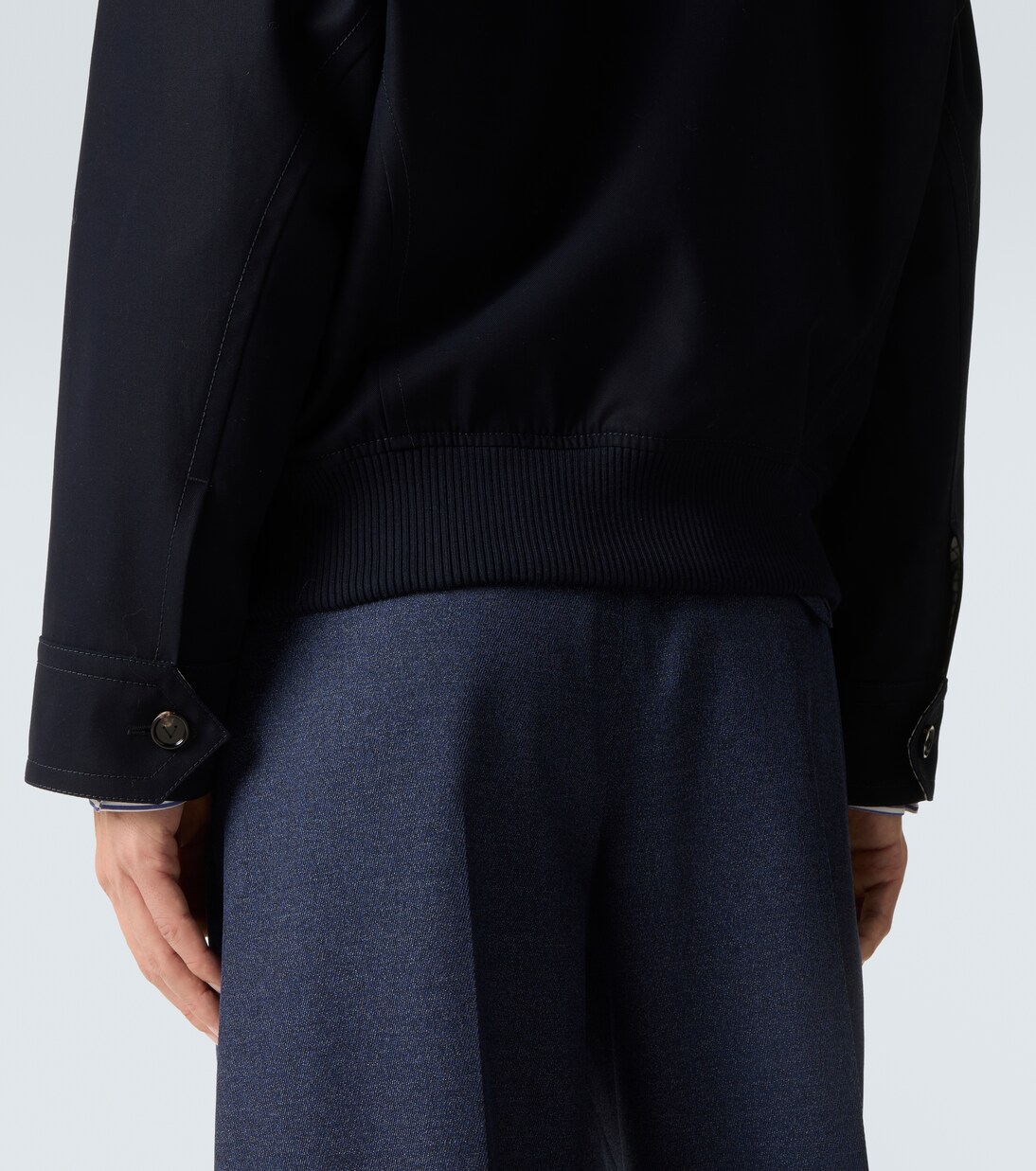 Veste blouson en coton et cuir Intrecciato | Bottega Veneta