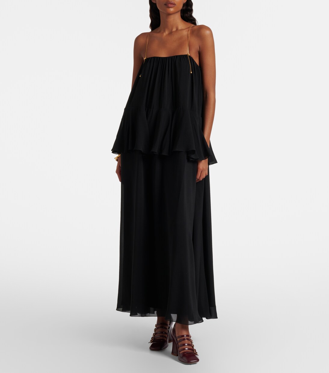 Embellished open-back silk georgette maxi dress | Chloé