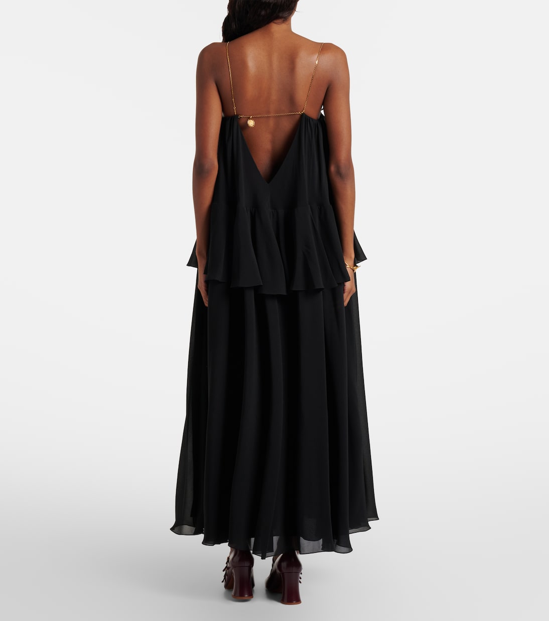 Embellished open-back silk georgette maxi dress | Chloé