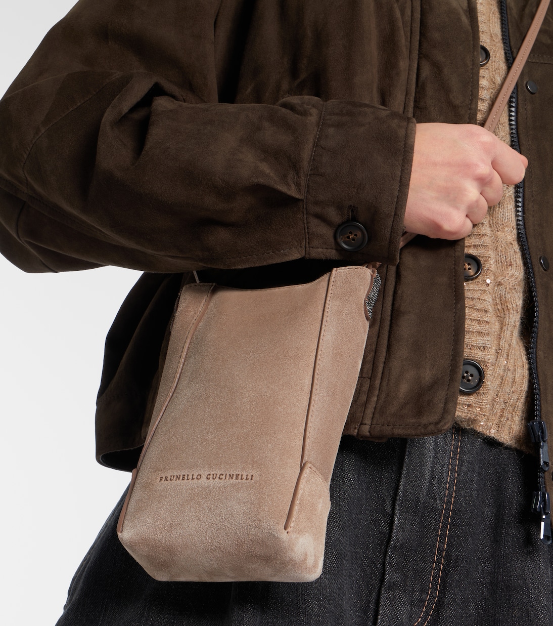 Monili suede shoulder bag | Brunello Cucinelli