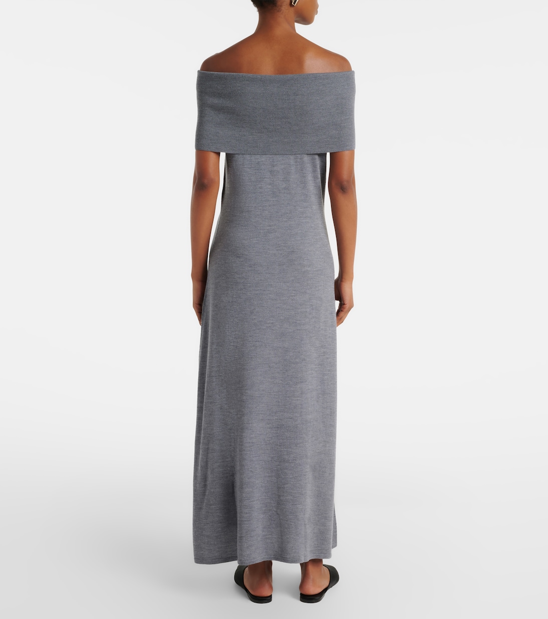 Off-shoulder virgin wool maxi dress | Jardin des Orangers
