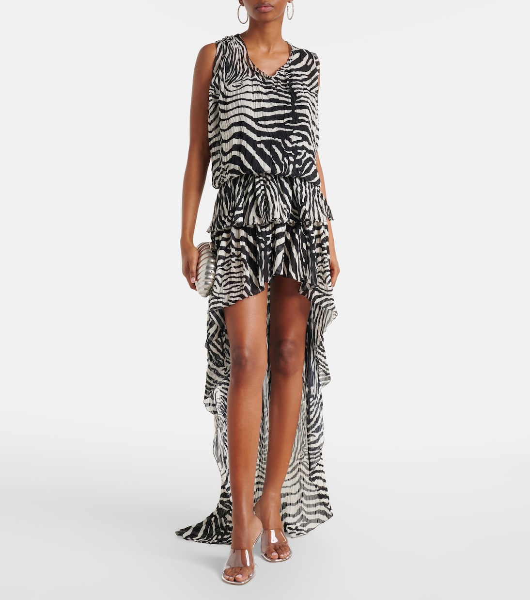 Robe longue asymétrique en mousseline | Blumarine