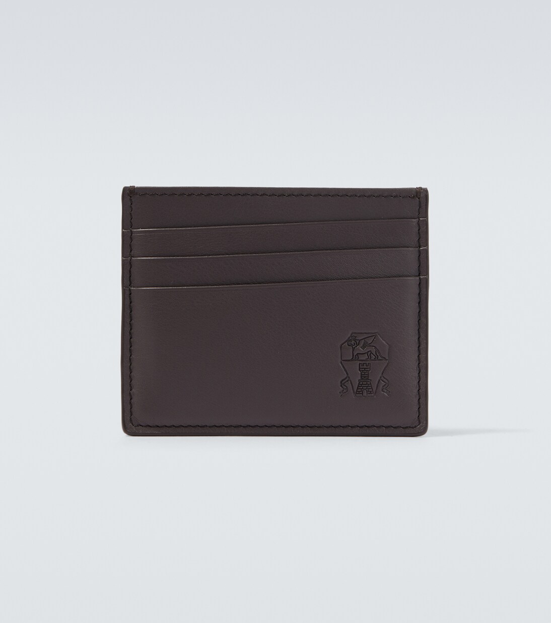 Logo debossed leather card holder | Brunello Cucinelli