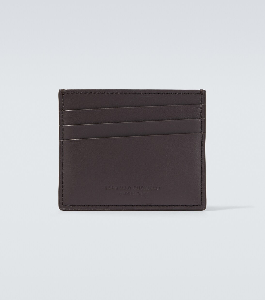 Logo debossed leather card holder | Brunello Cucinelli