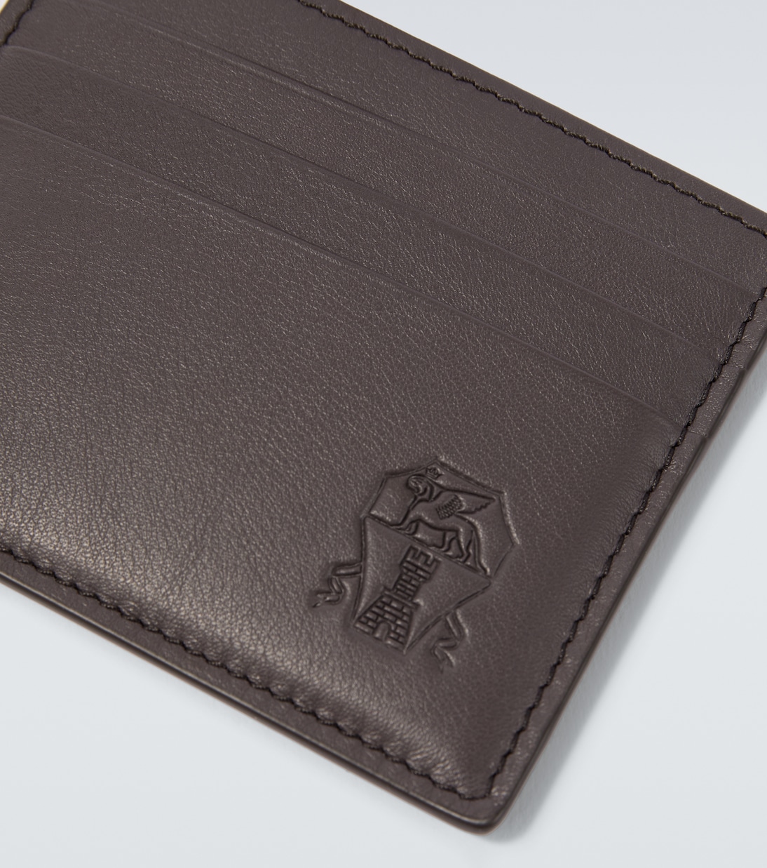 Logo debossed leather card holder | Brunello Cucinelli