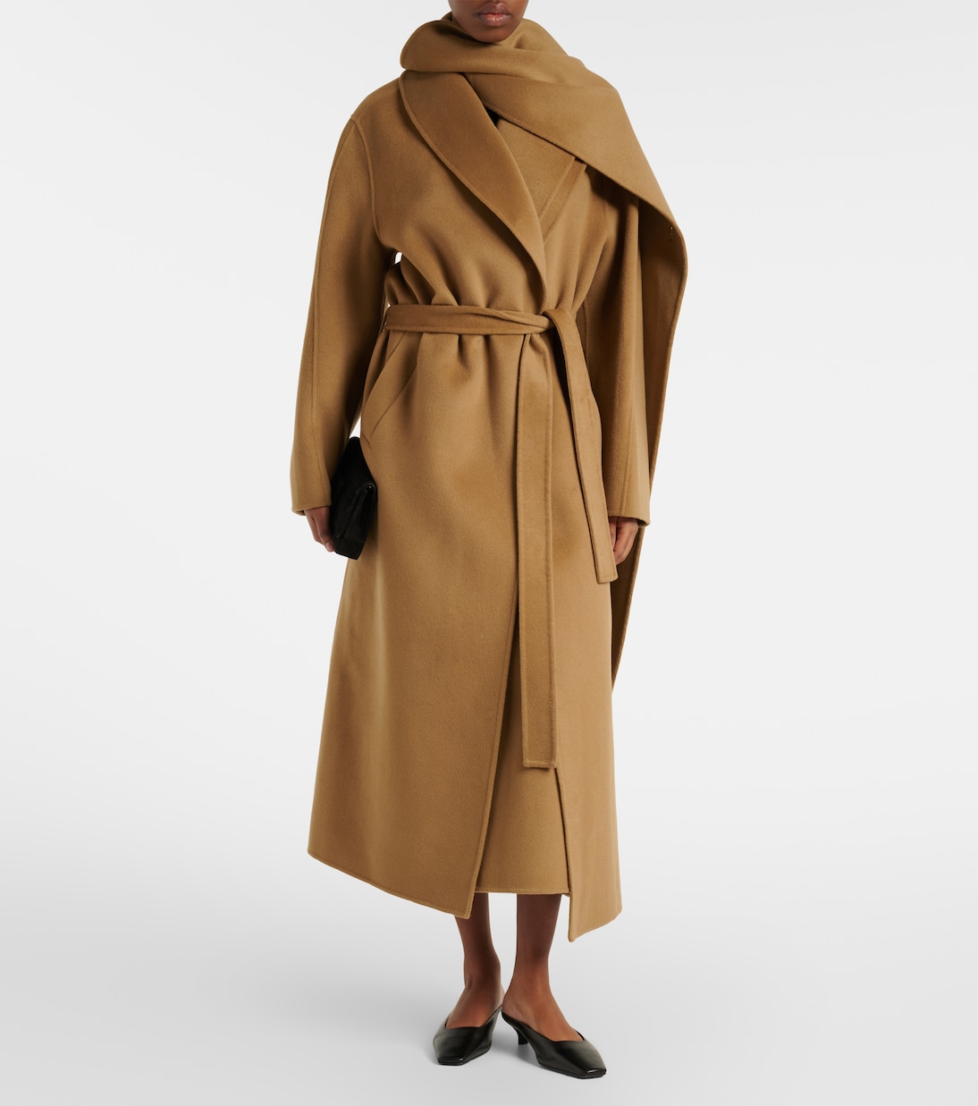 Scarf-detail wool and cashmere wrap coat | Róhe