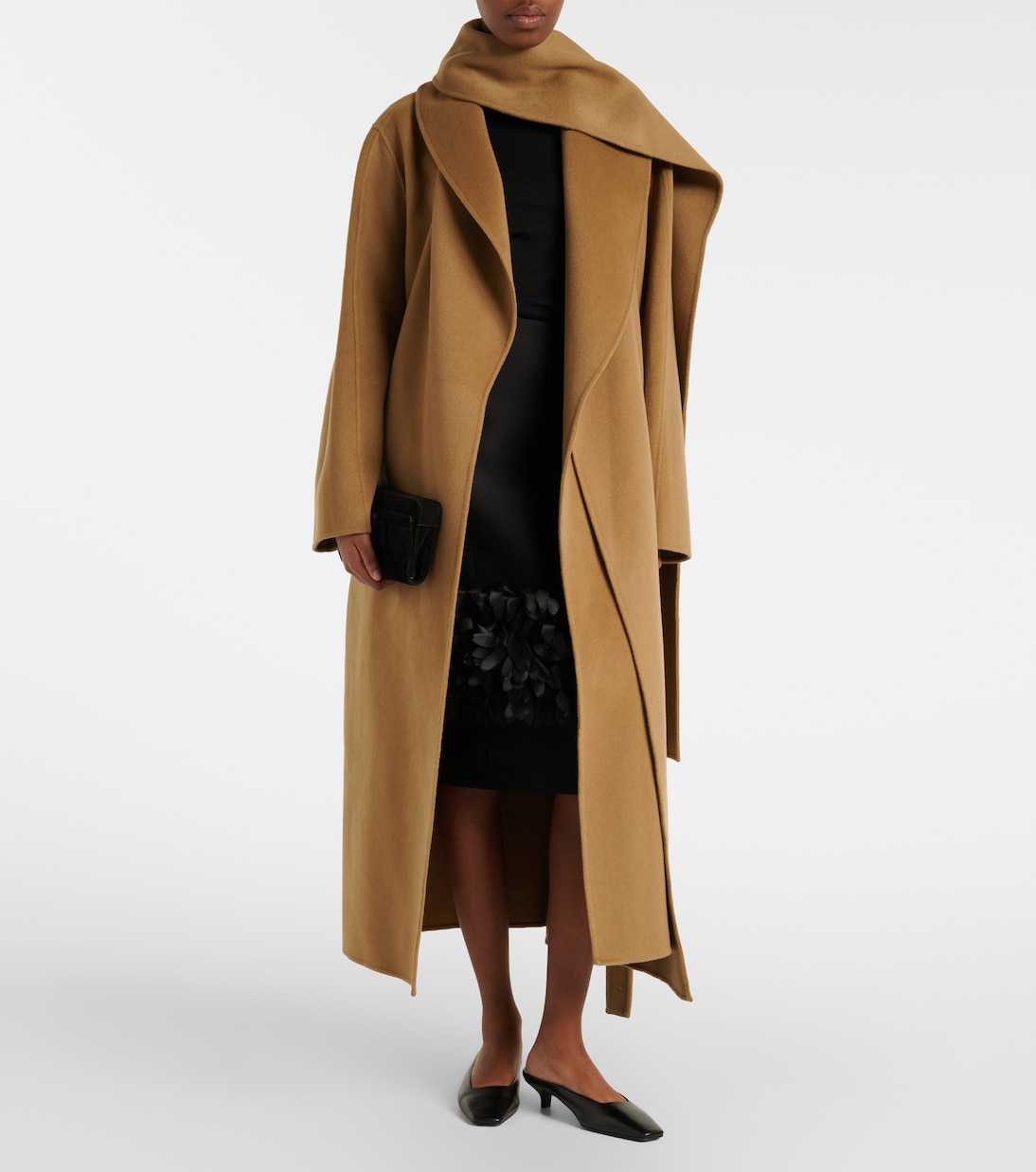 Scarf-detail wool and cashmere wrap coat | Róhe