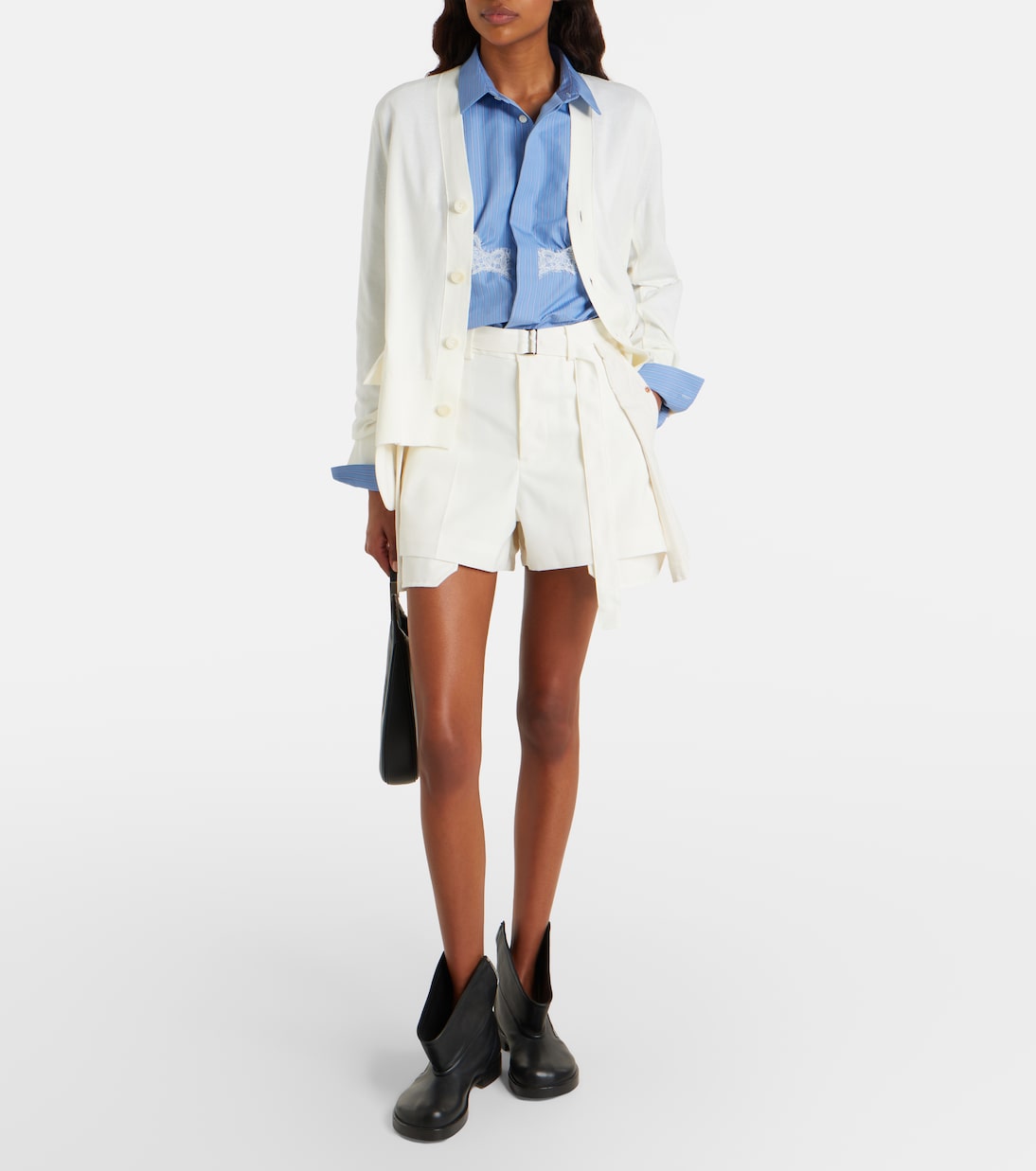 Paneled denim shorts | Sacai