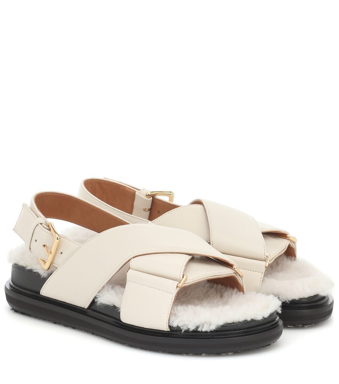 Sandalias Fussbett de piel y borrego | Marni