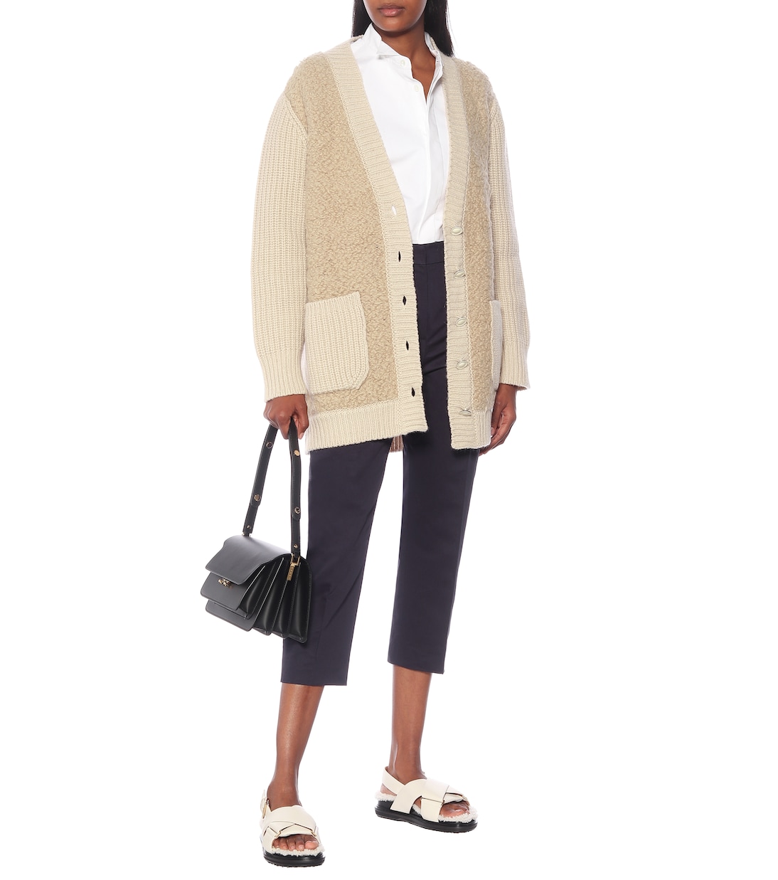 Sandalias Fussbett de piel y borrego | Marni