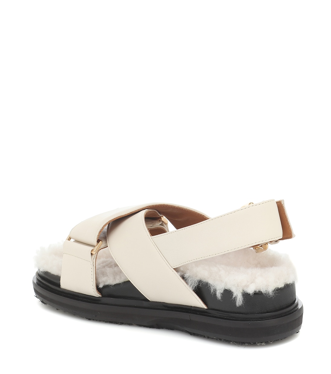 Sandalias Fussbett de piel y borrego | Marni