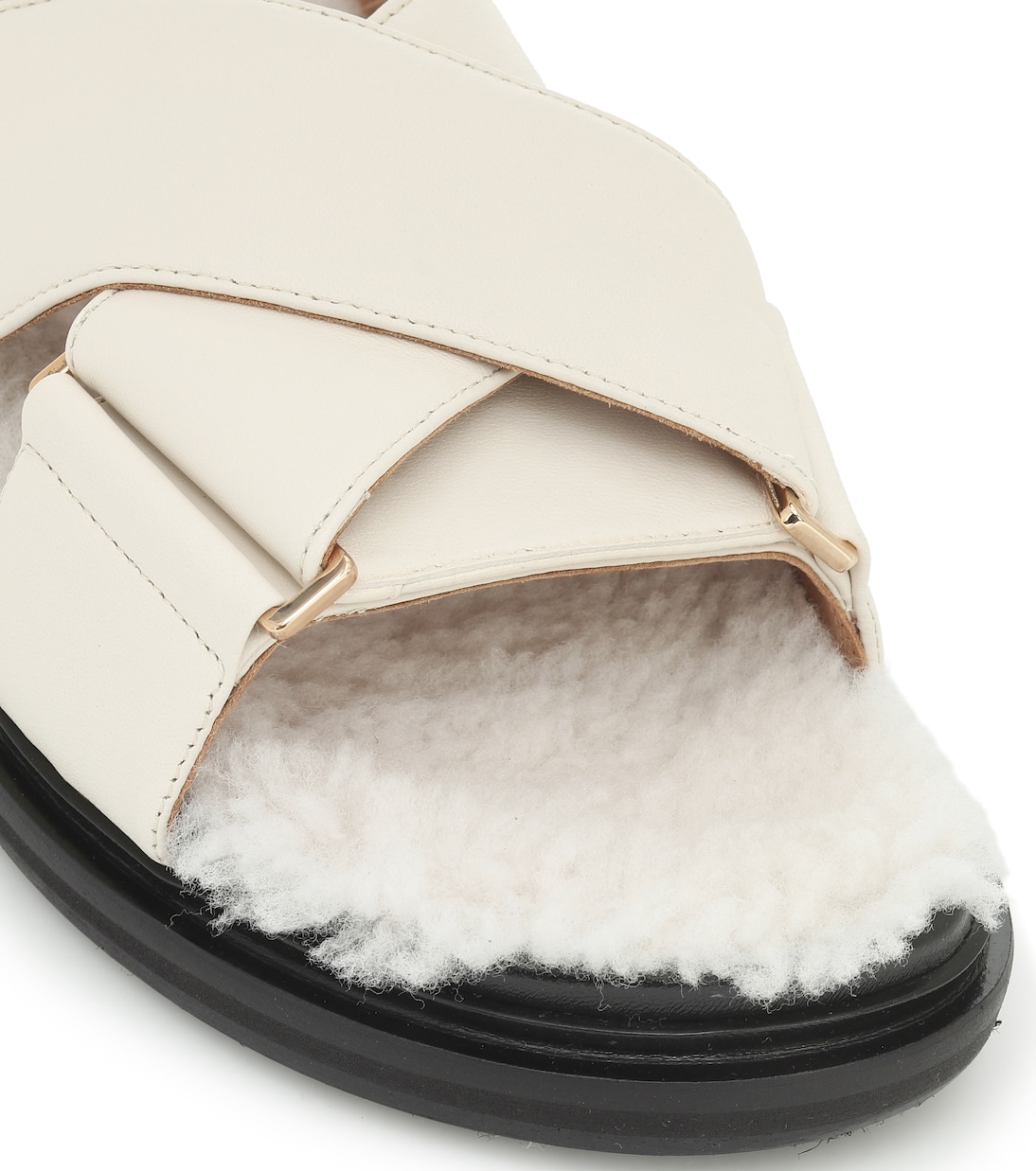 Sandalias Fussbett de piel y borrego | Marni