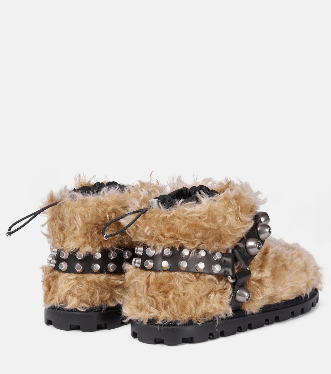 Studded teddy ankle boots | Miu Miu