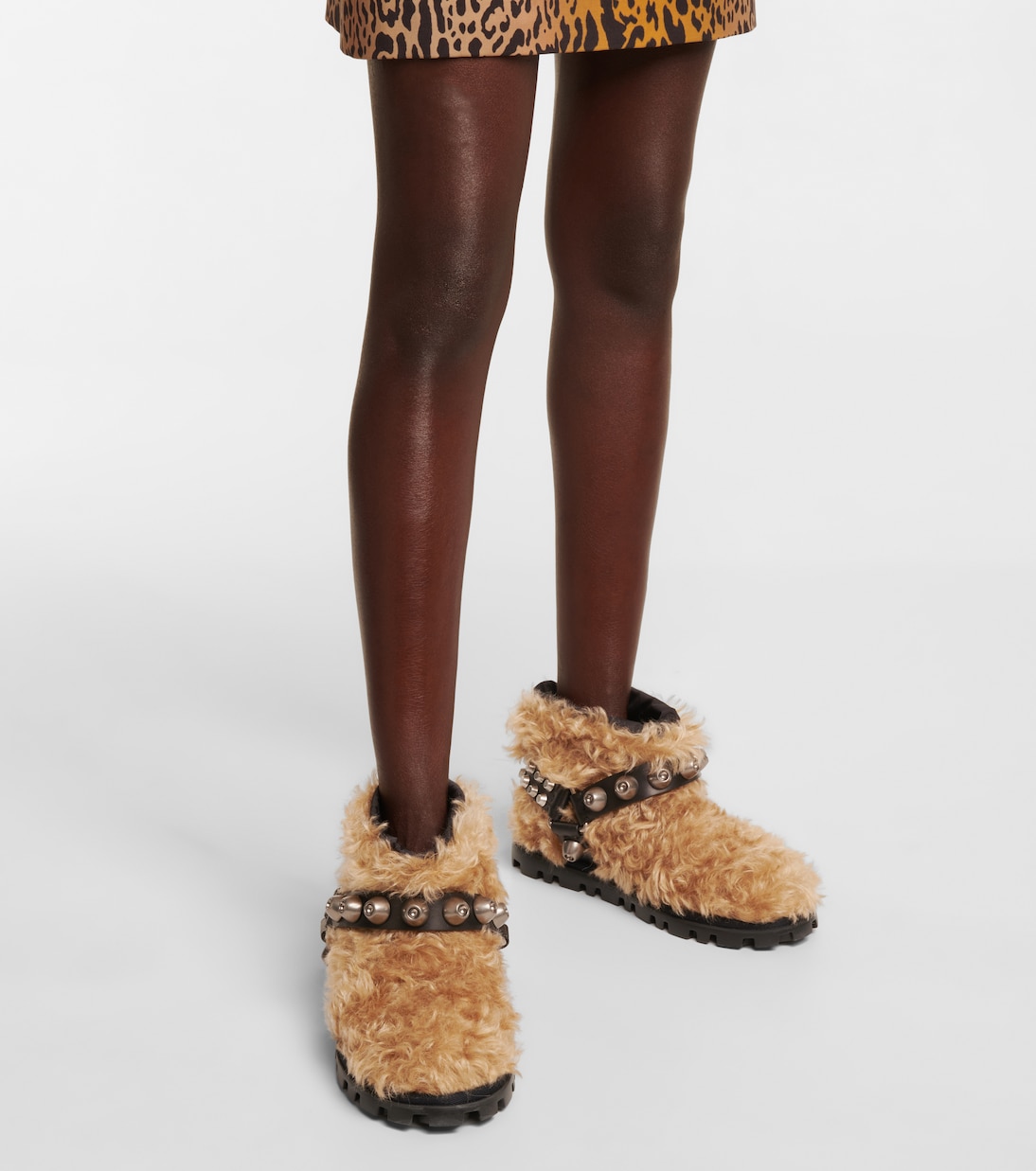 Studded teddy ankle boots | Miu Miu