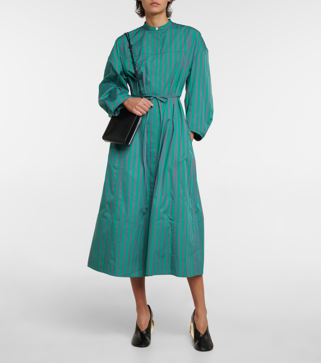 Robe midi rayée en coton | Jil Sander