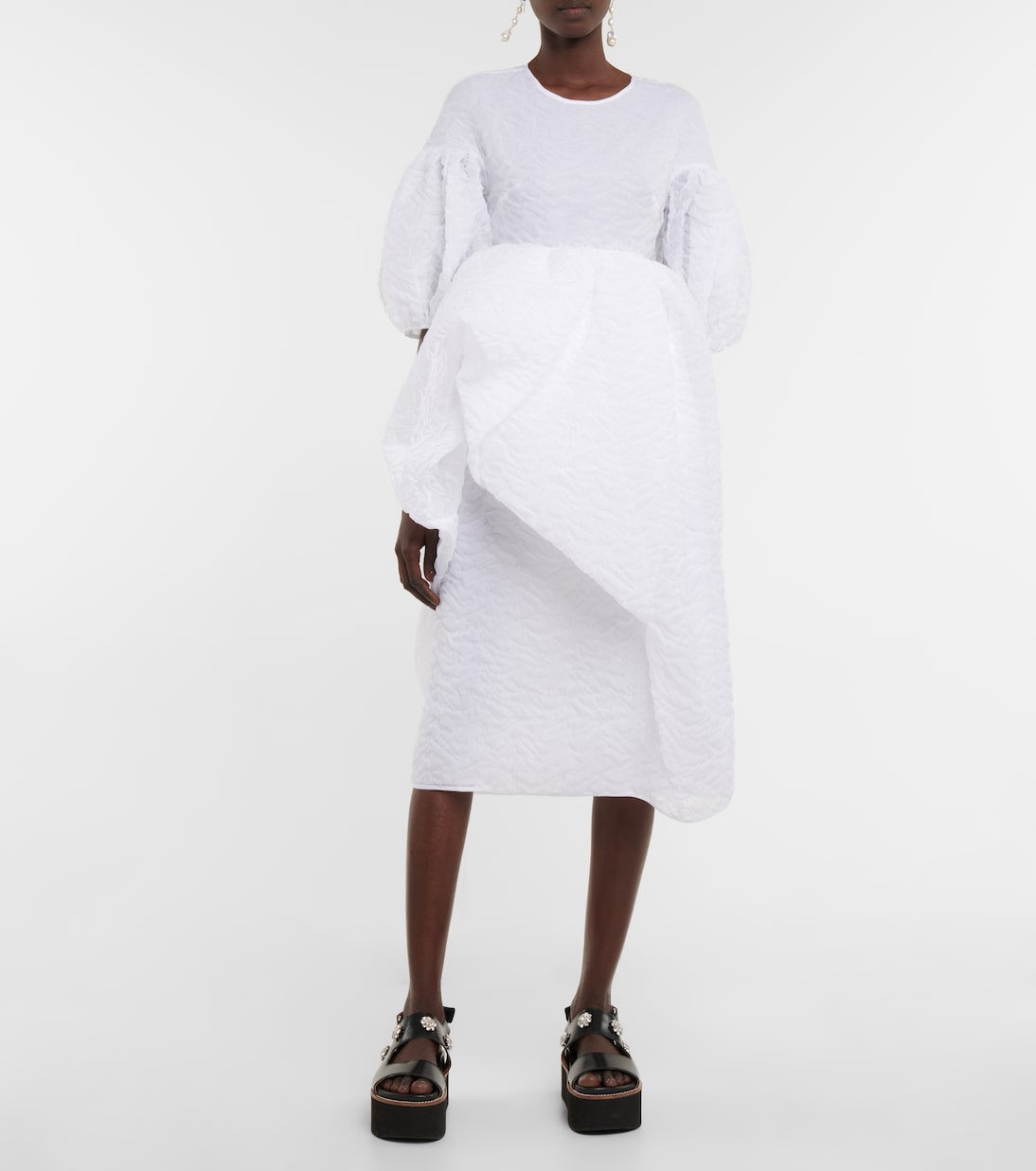 Ferris ruffle-trimmed cloqué midi skirt | Cecilie Bahnsen