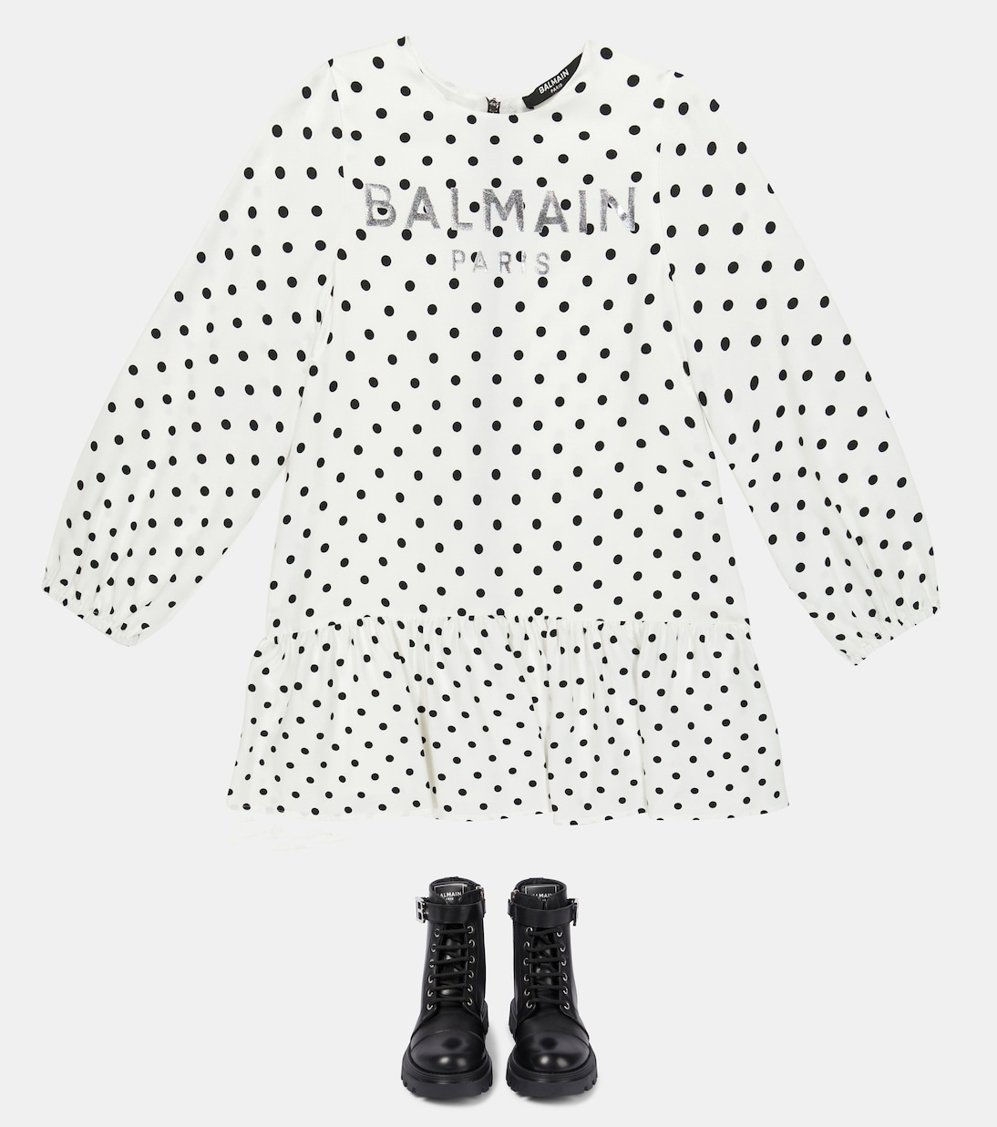 Logo polka-dot dress | Balmain Kids