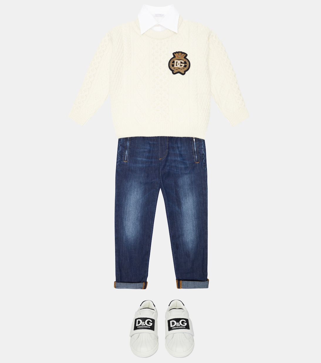 Pullover in lana con logo | Dolce&Gabbana Kids