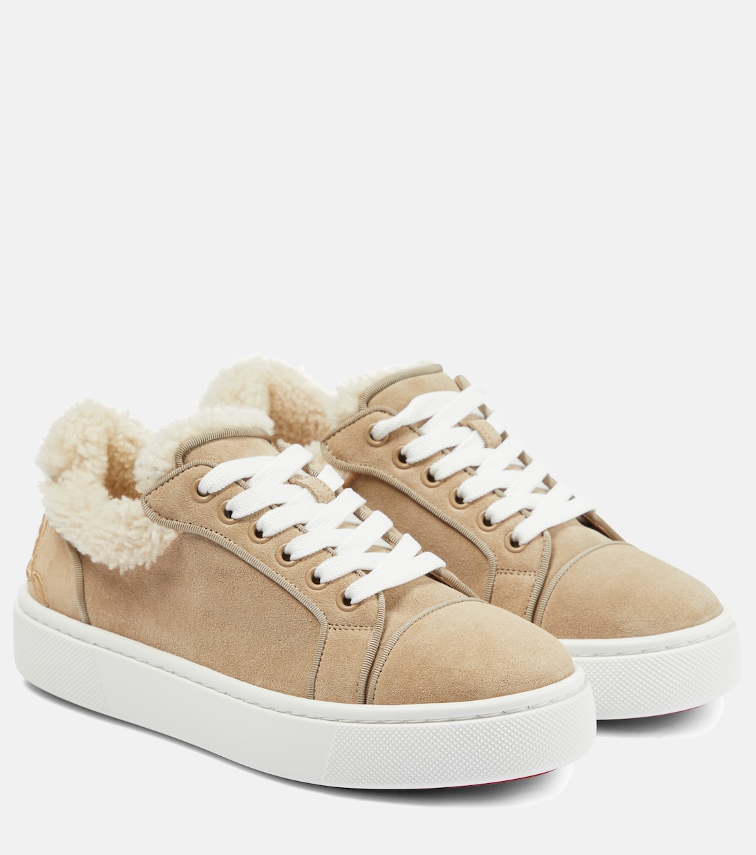 Vierissima shearling-trimmed suede sneakers | Christian Louboutin