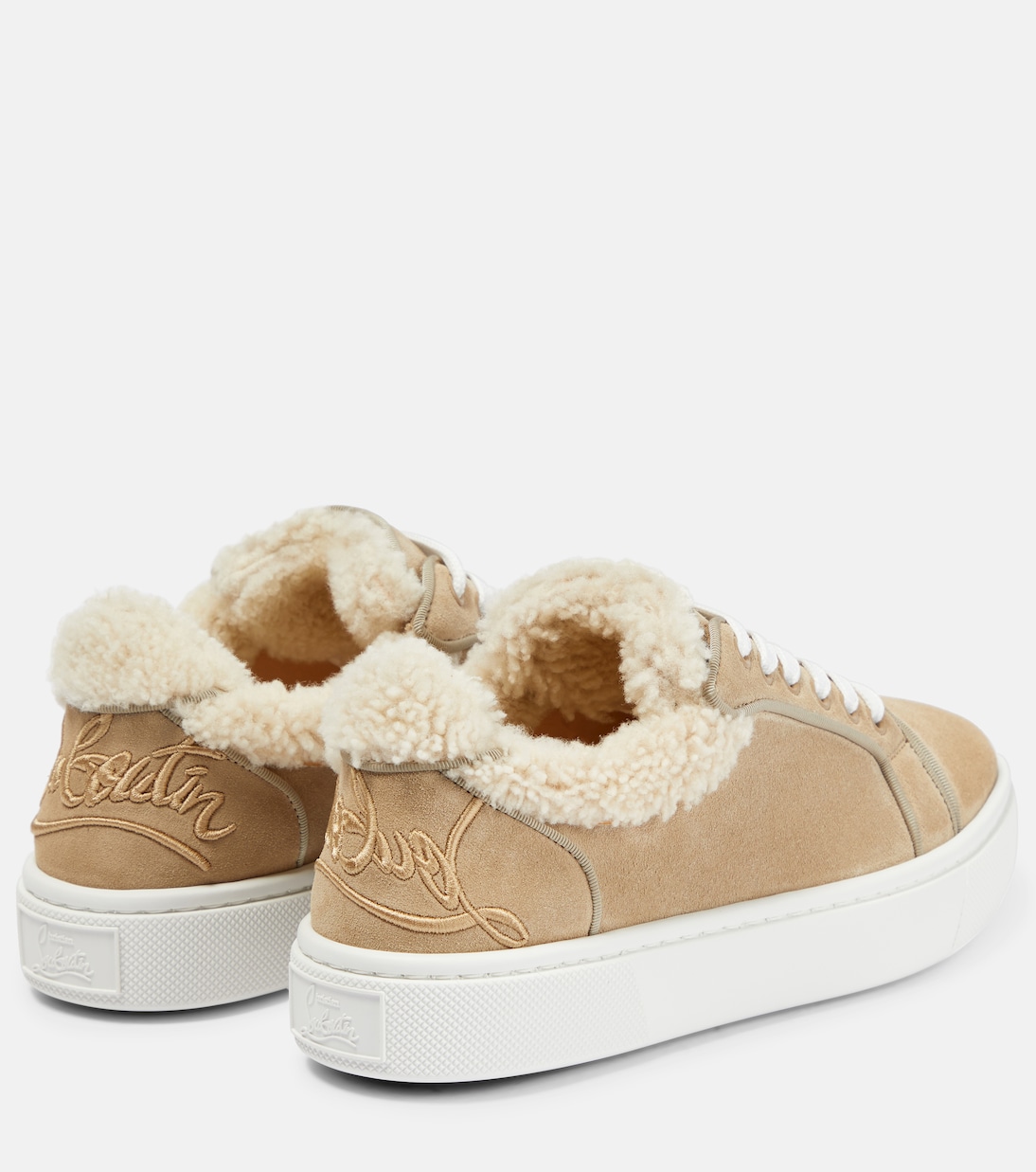 Vierissima shearling-trimmed suede sneakers | Christian Louboutin