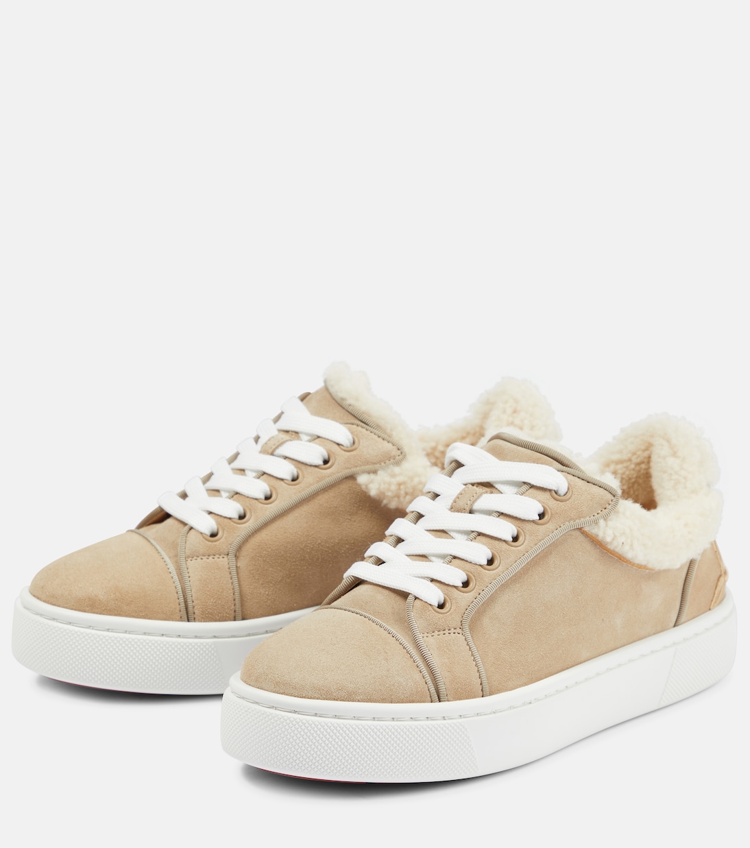 Vierissima shearling-trimmed suede sneakers | Christian Louboutin