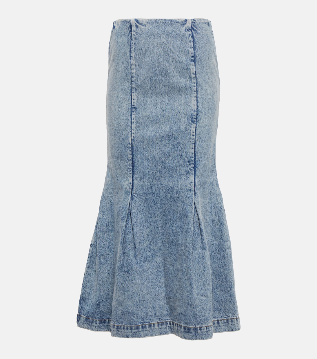 Falda midi Levine en denim con costuras | Khaite