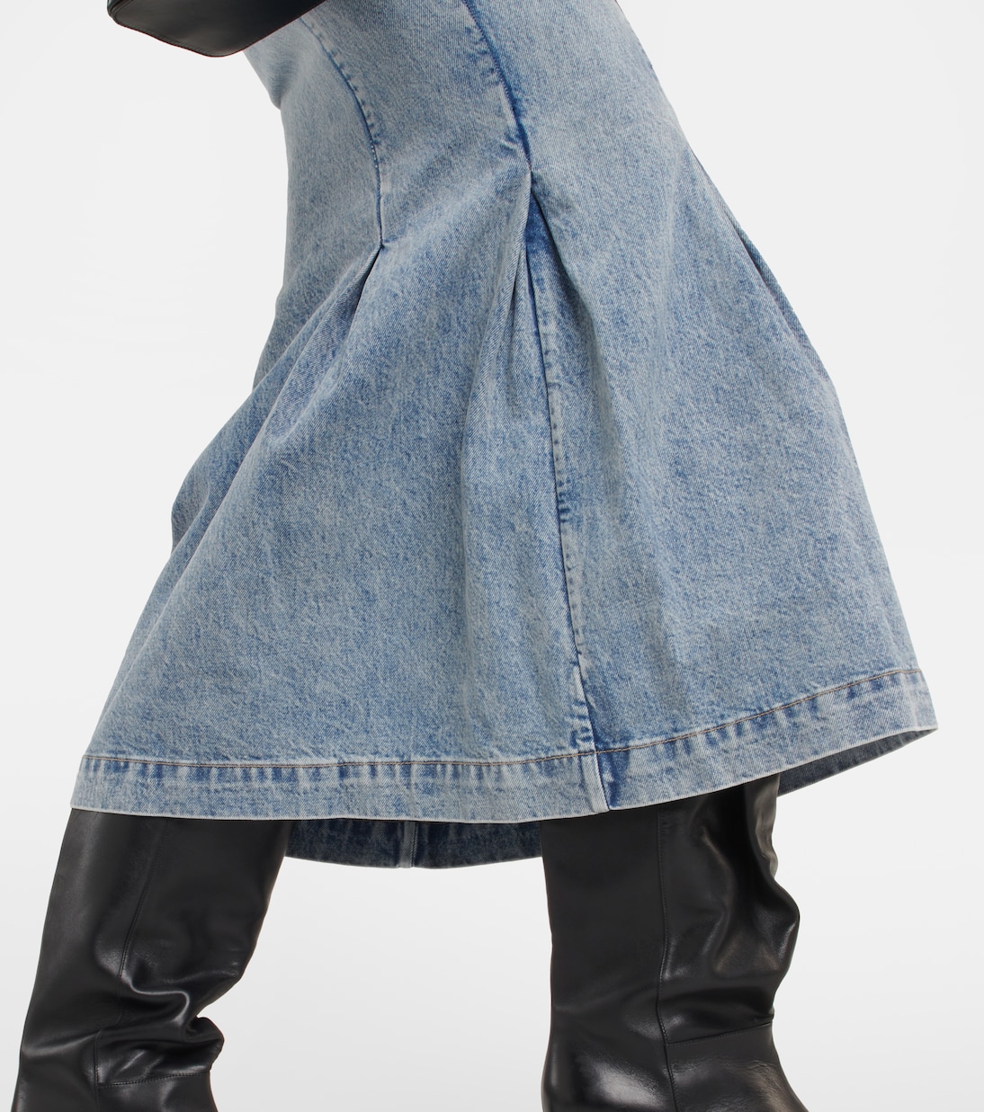 Falda midi Levine en denim con costuras | Khaite