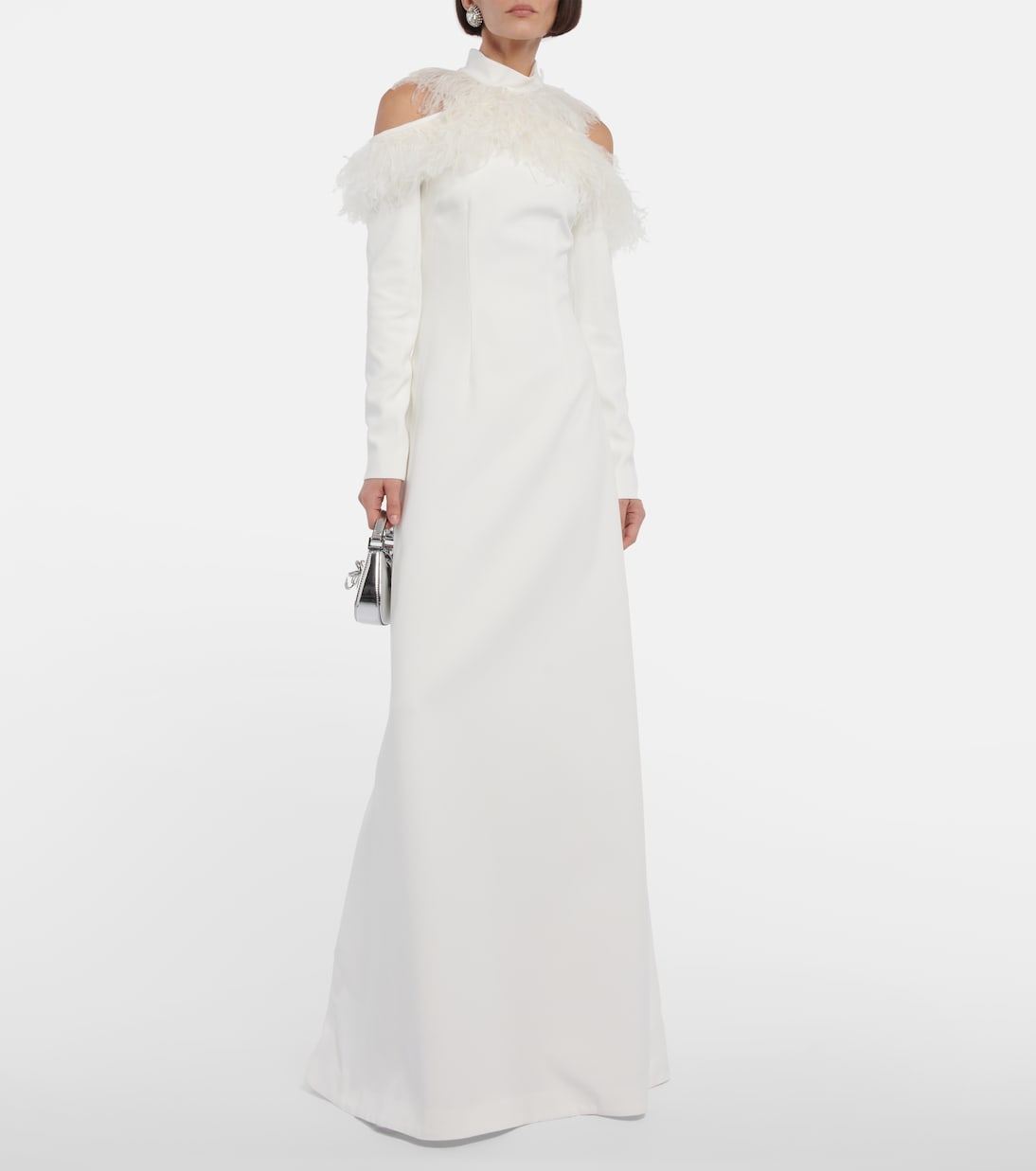 Bridal feather-trimmed crêpe gown | Christopher Kane