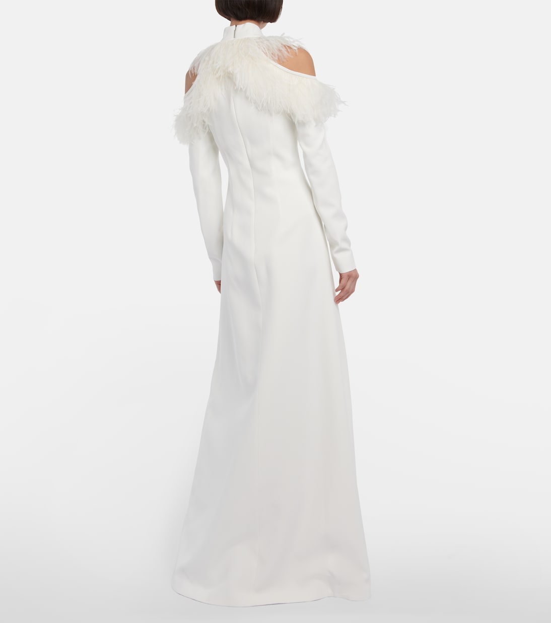 Bridal feather-trimmed crêpe gown | Christopher Kane