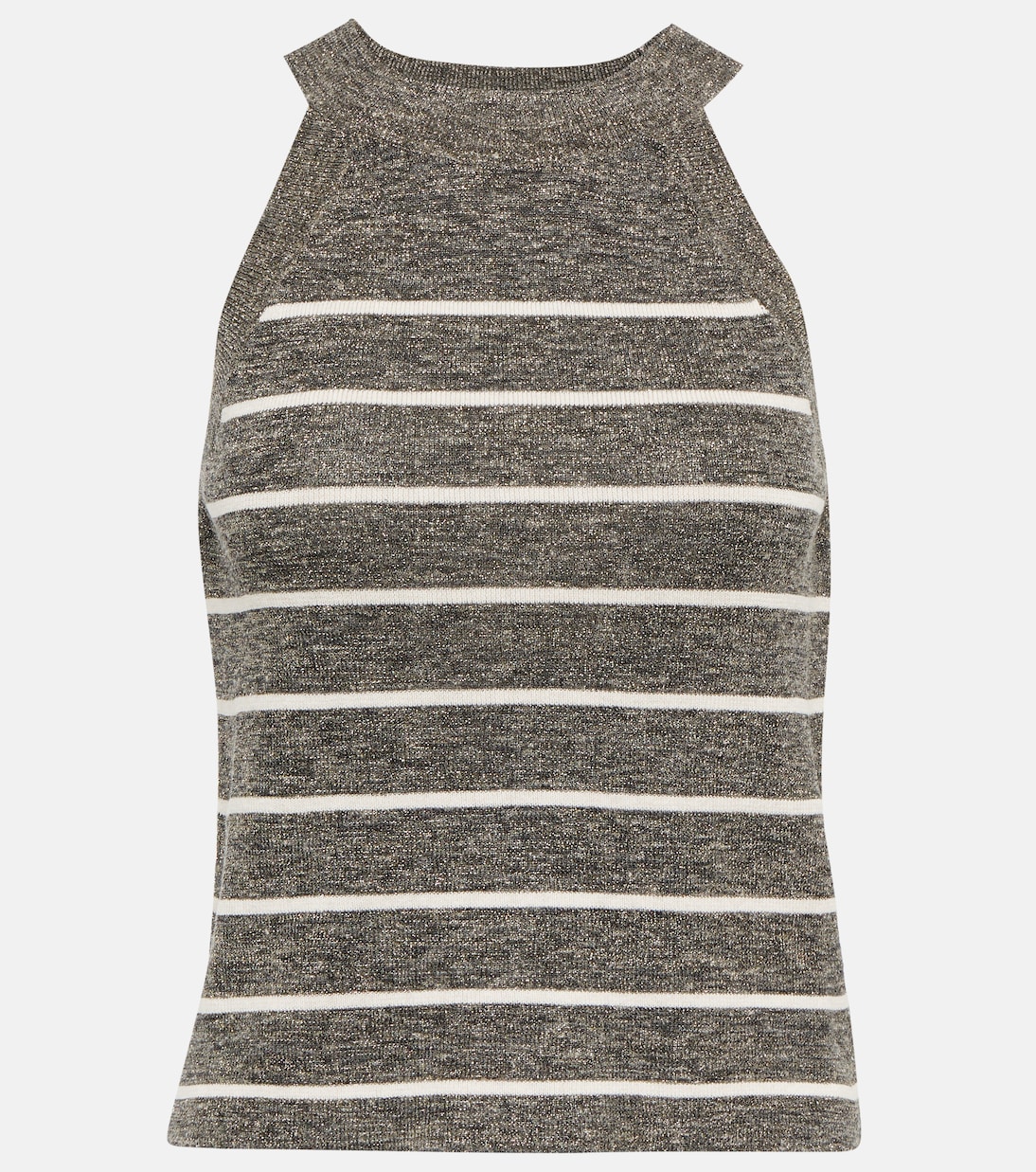 Tank top en mezcla de lino a rayas | Brunello Cucinelli