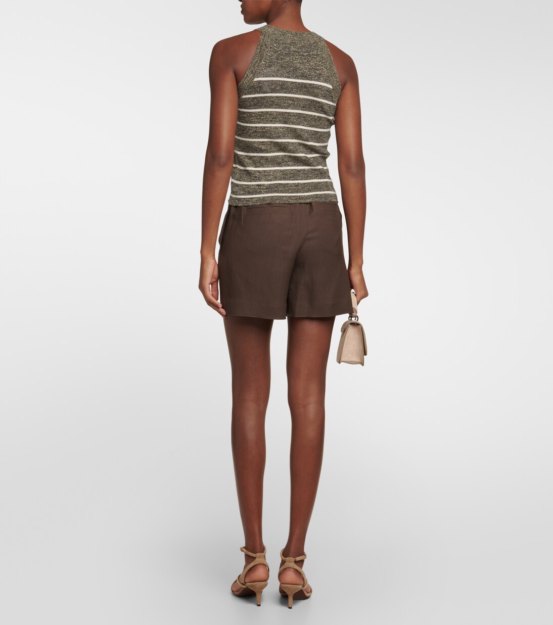 Tank top en mezcla de lino a rayas | Brunello Cucinelli