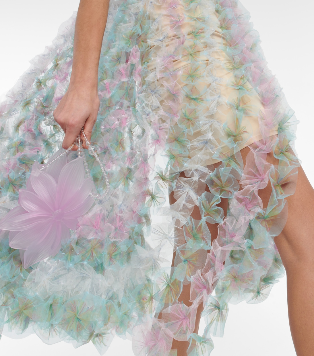 Off-shoulder tulle midi dress | Susan Fang