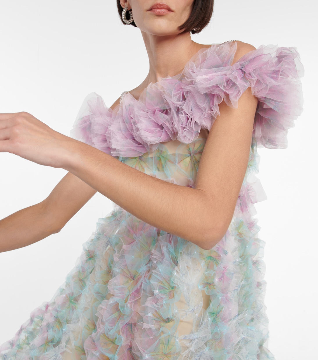 Off-shoulder tulle midi dress | Susan Fang