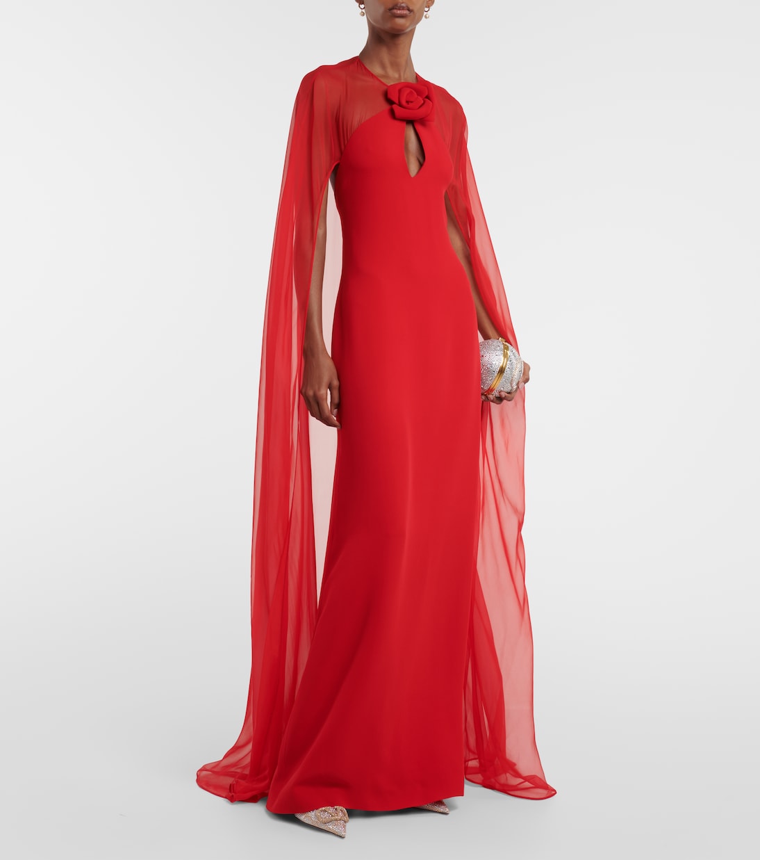 Vestido de fiesta de seda con capa | Valentino
