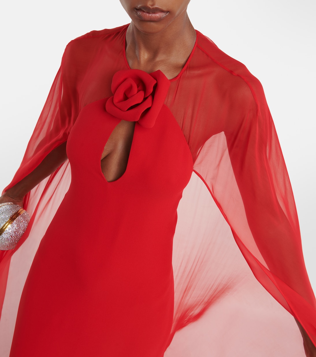 Vestido de fiesta de seda con capa | Valentino