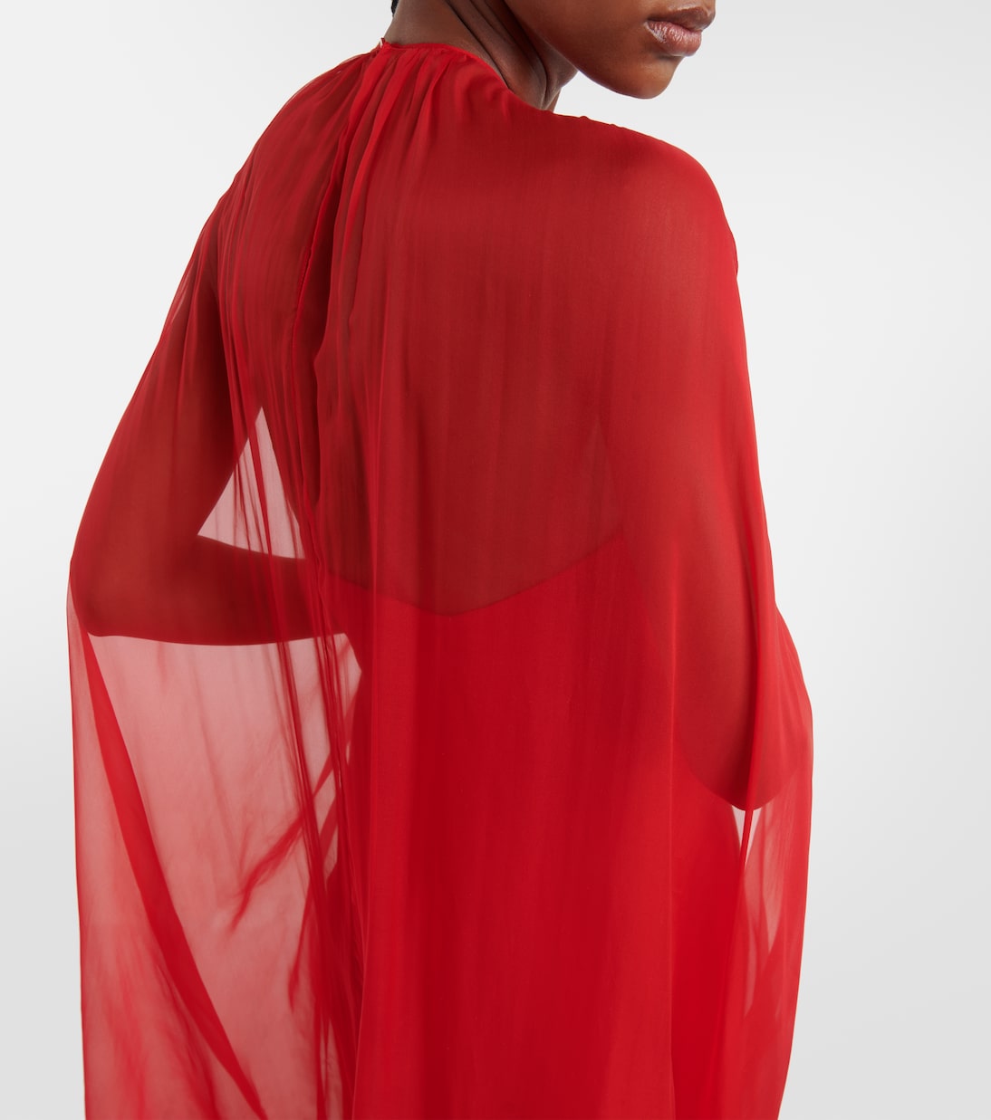 Vestido de fiesta de seda con capa | Valentino