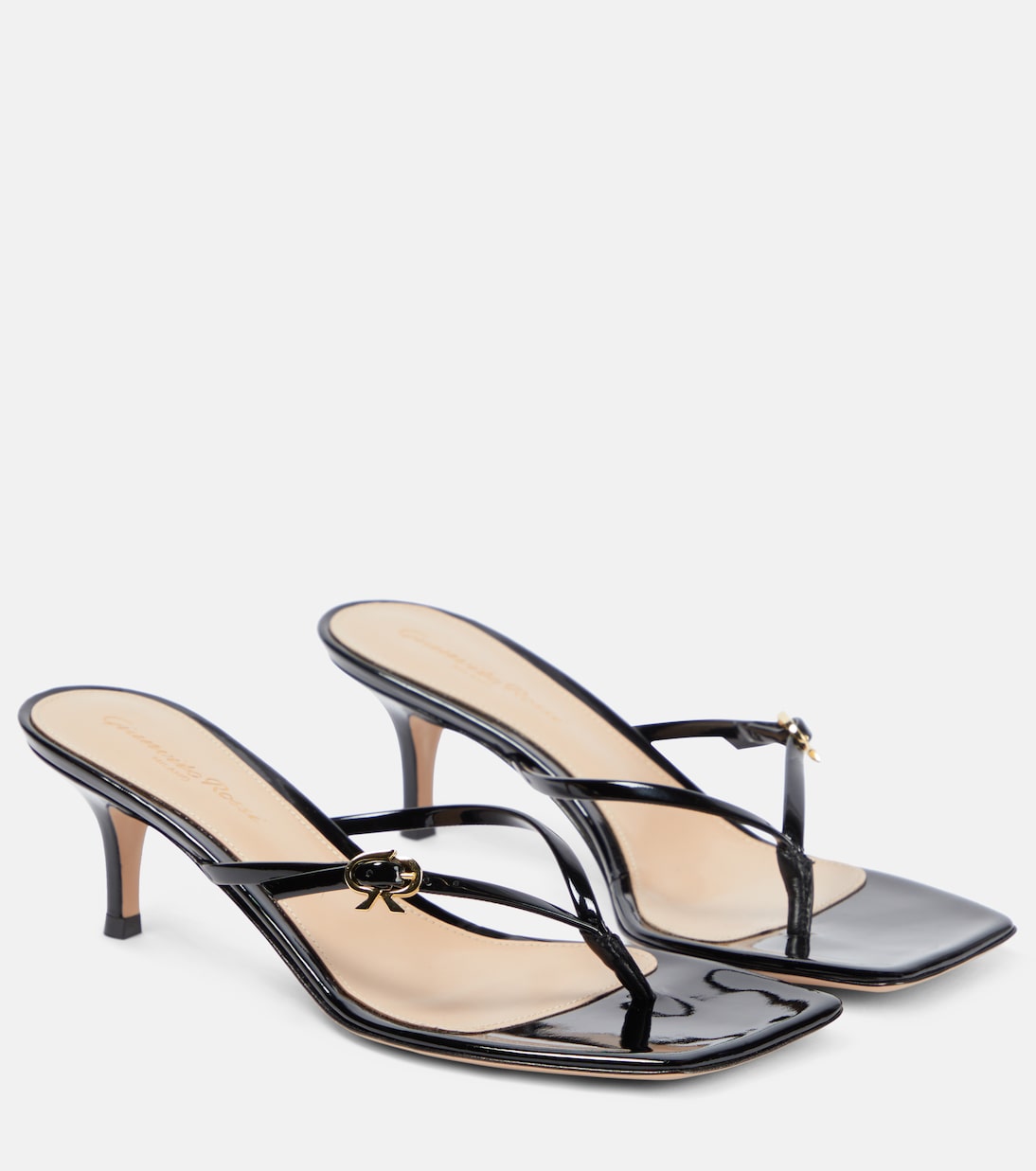 Patent leather thong sandals in black Gianvito Rossi Mytheresa