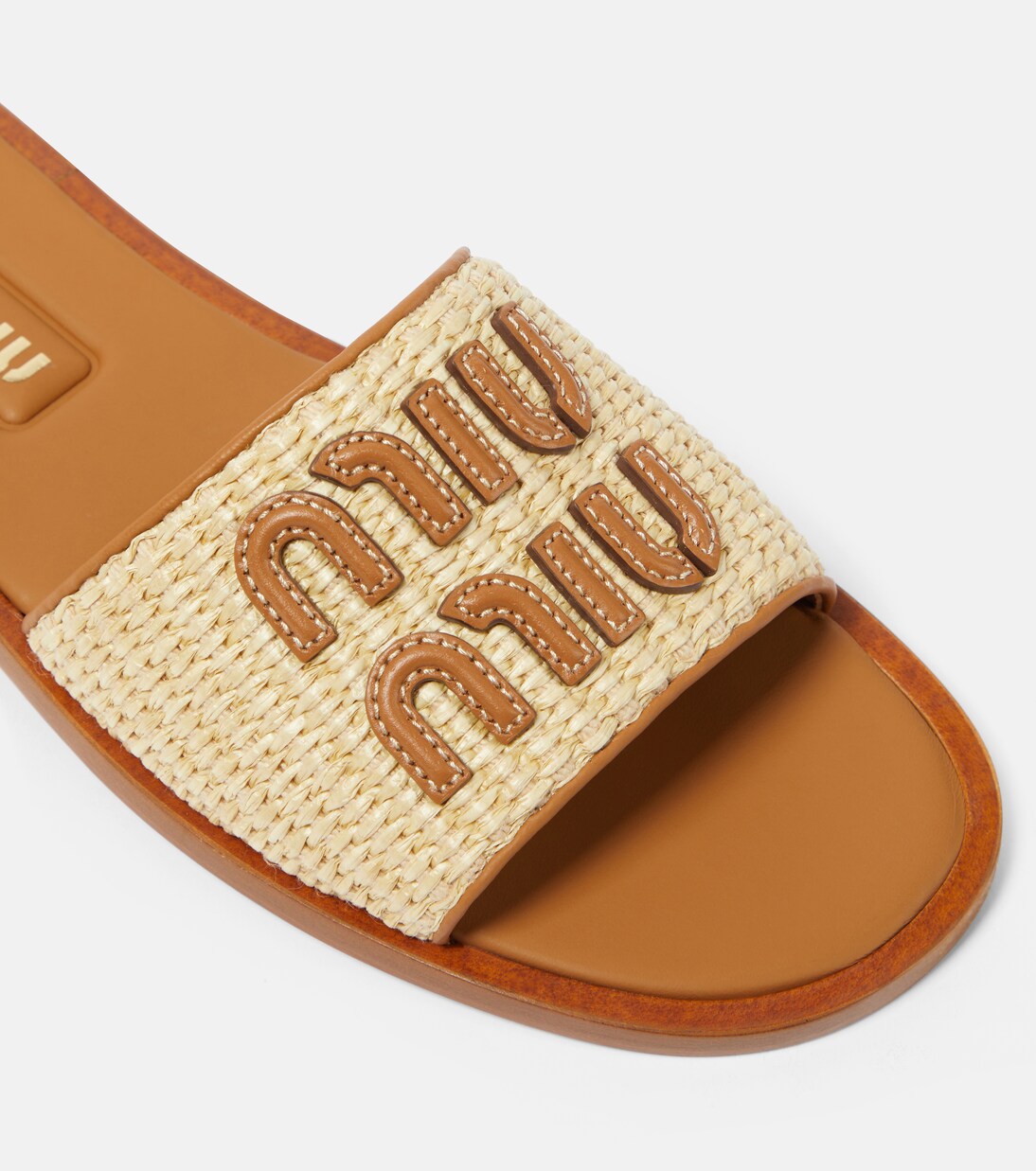 Logo raffia slides   | Miu Miu
