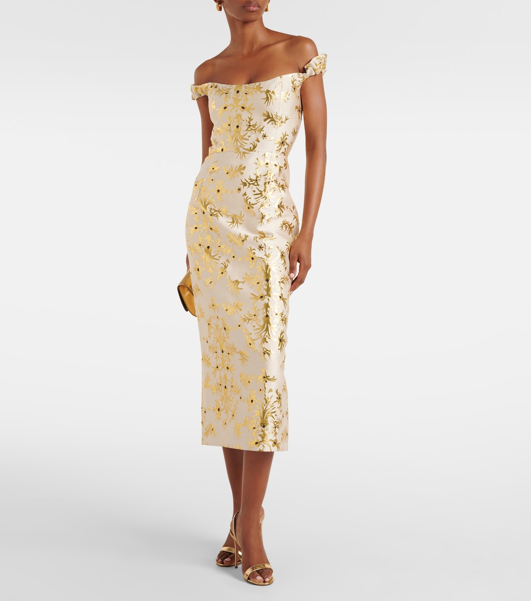 Off-Shoulder-Midikleid Amina aus einem Seidengemisch | Markarian