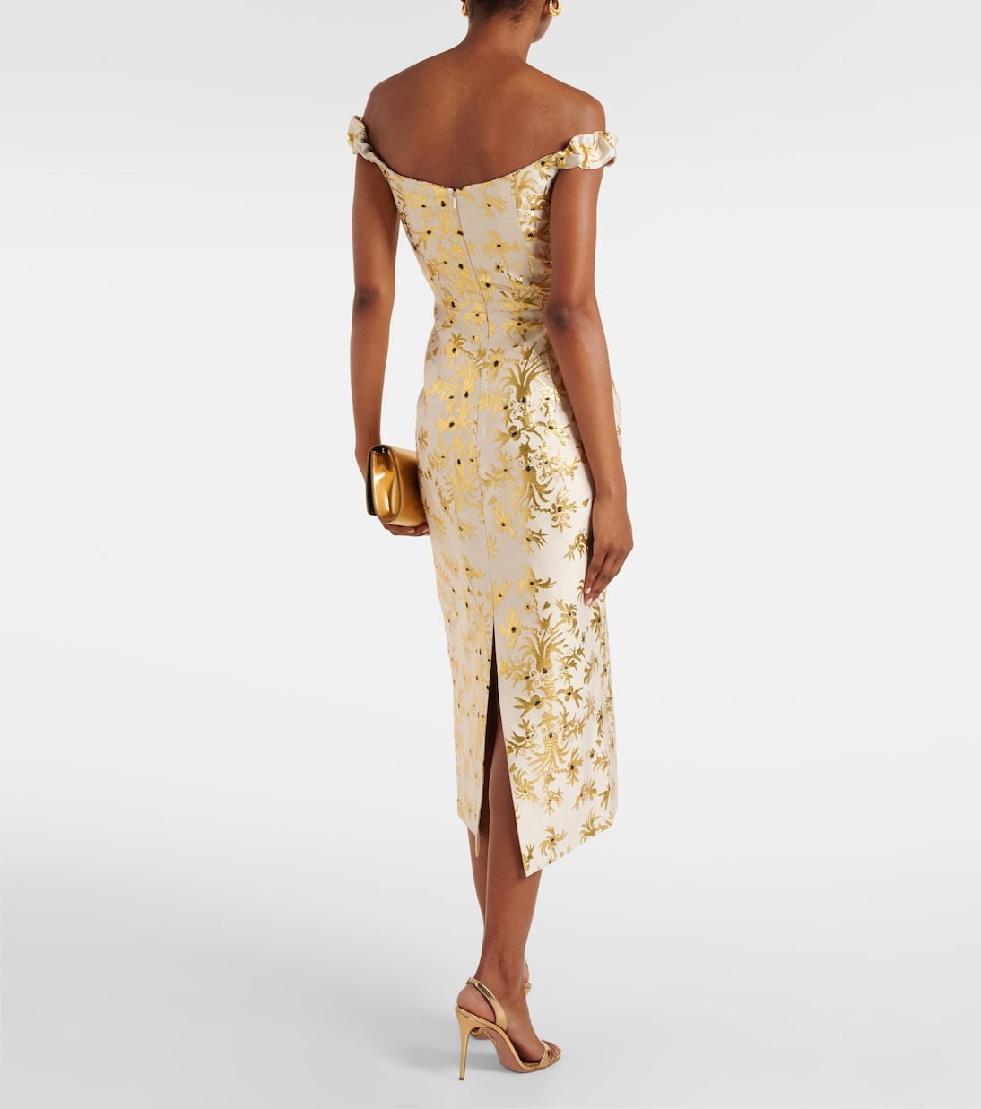 Off-Shoulder-Midikleid Amina aus einem Seidengemisch | Markarian