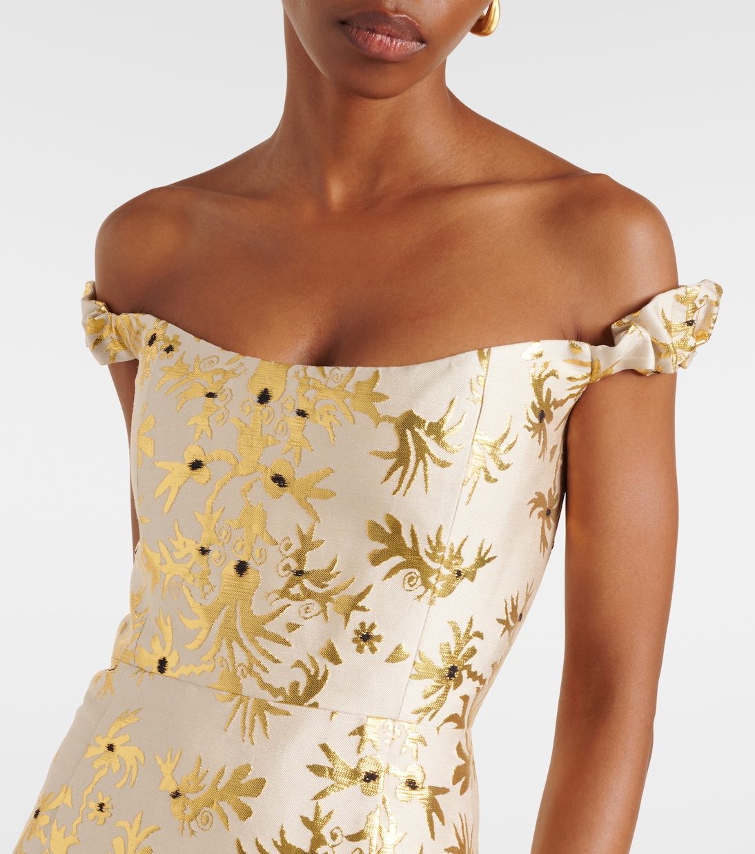 Off-Shoulder-Midikleid Amina aus einem Seidengemisch | Markarian