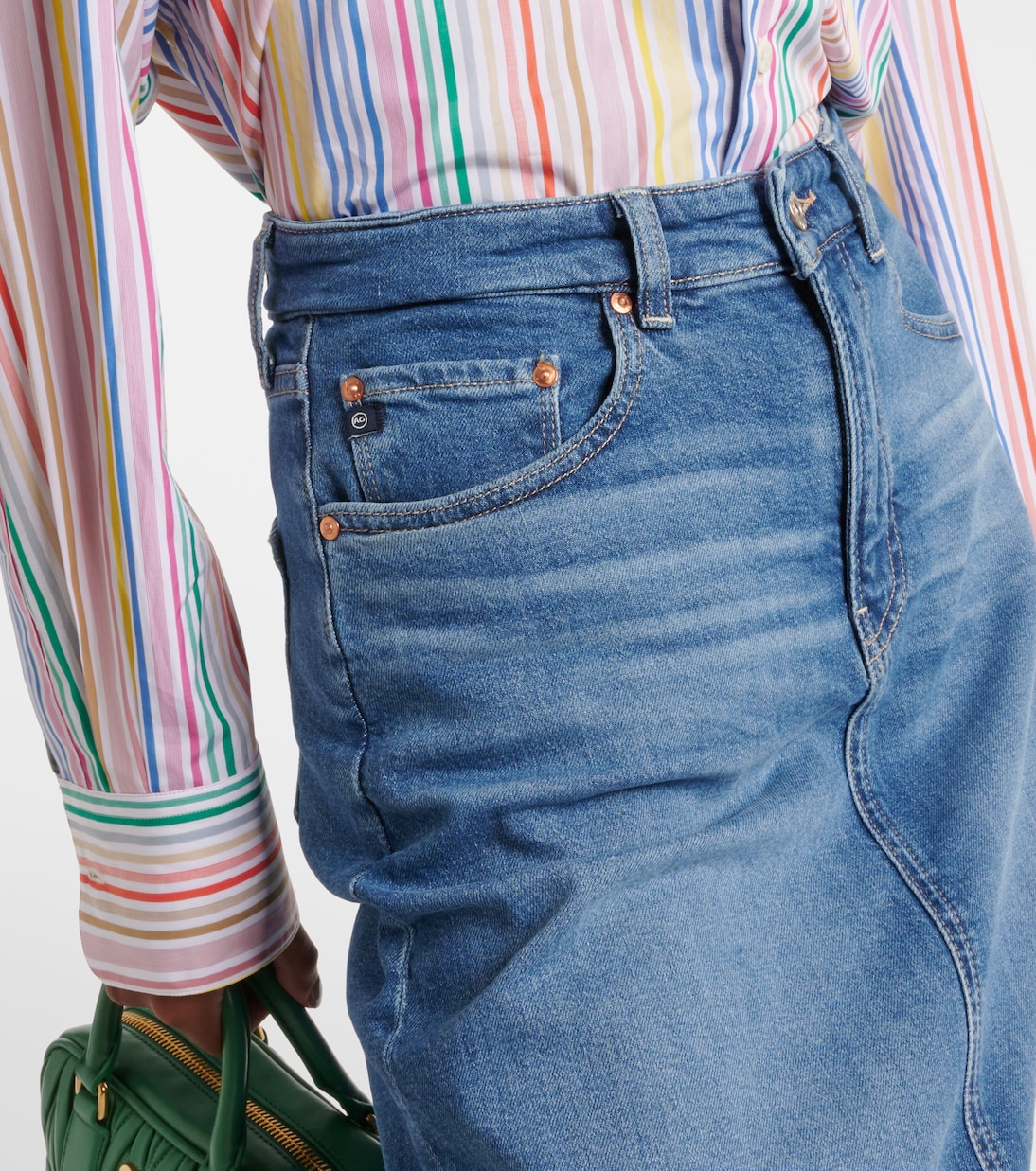 Falda midi de denim de tiro alto | AG Jeans