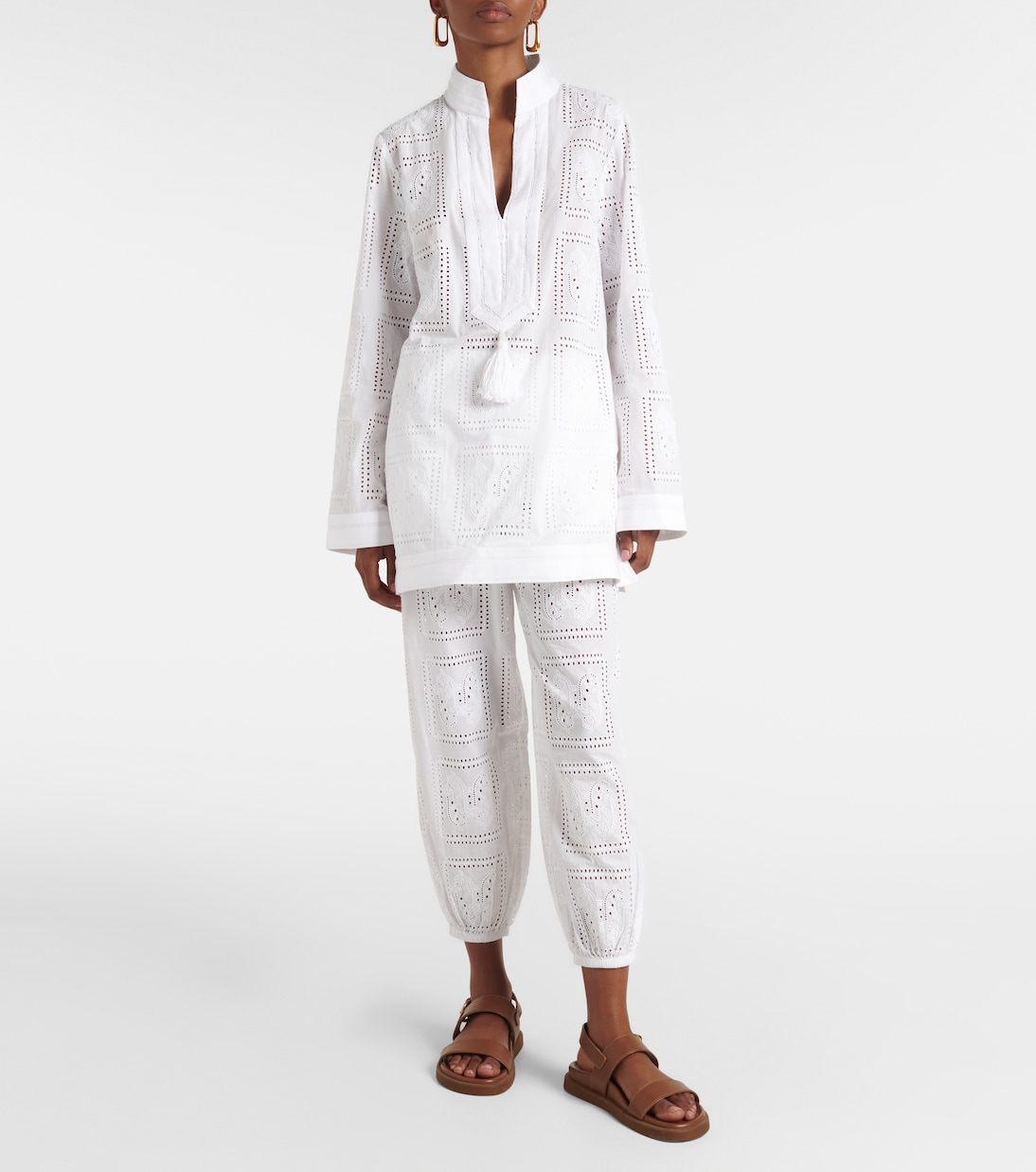Pantalones de algodón con bordado inglés | Tory Burch