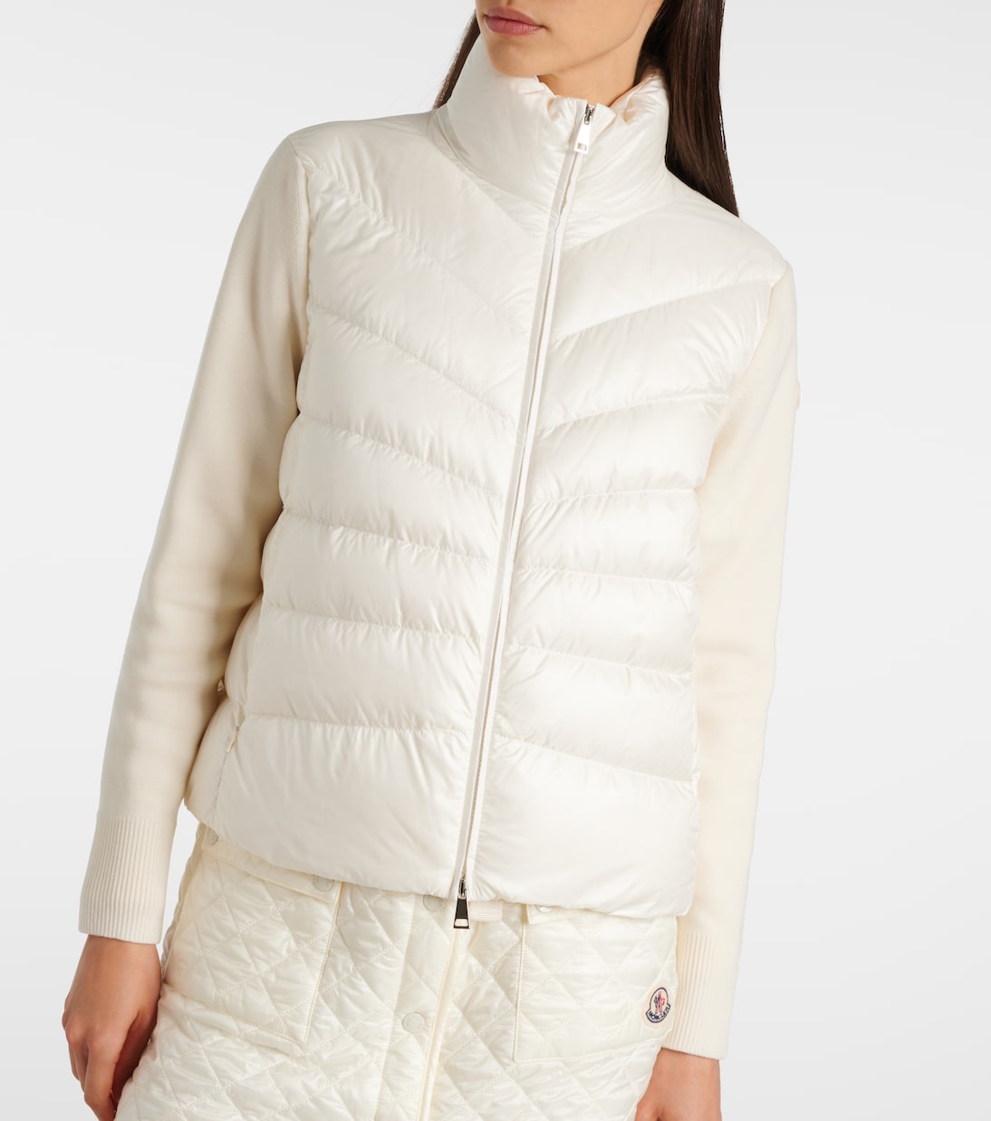 Chaqueta de Lana Virgen con Paneles de Plumas Moncler para Jóvenes